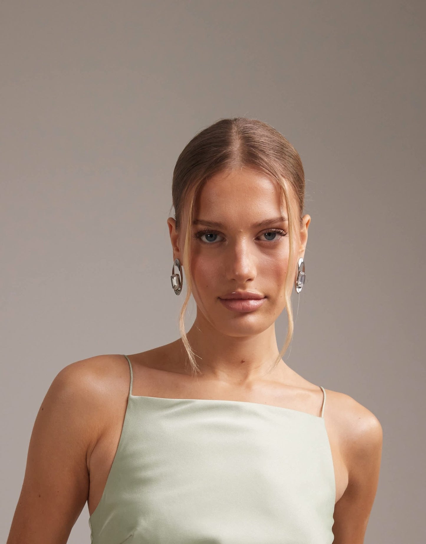 ASOS DESIGN bridesmaids high neck tie strap column maxi dress in sage green - ASOS Sample Sale