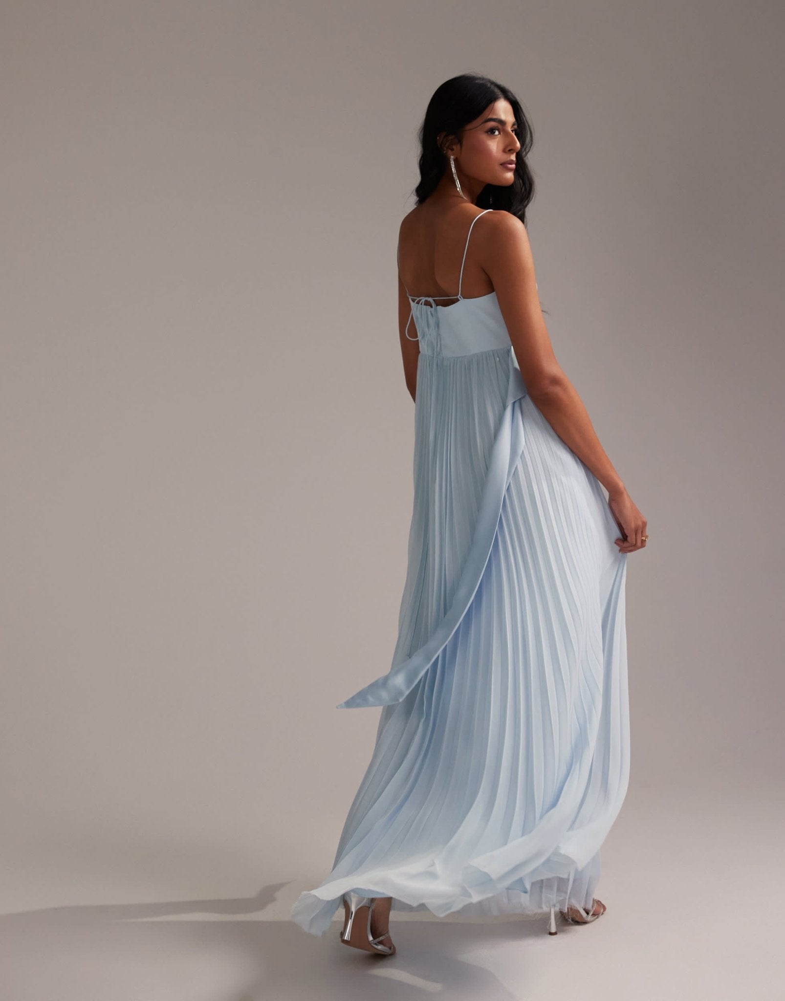 ASOS DESIGN Bridesmaids hybrid cami maxi dress with pleat skirt in light blue - ASOS Sample Sale