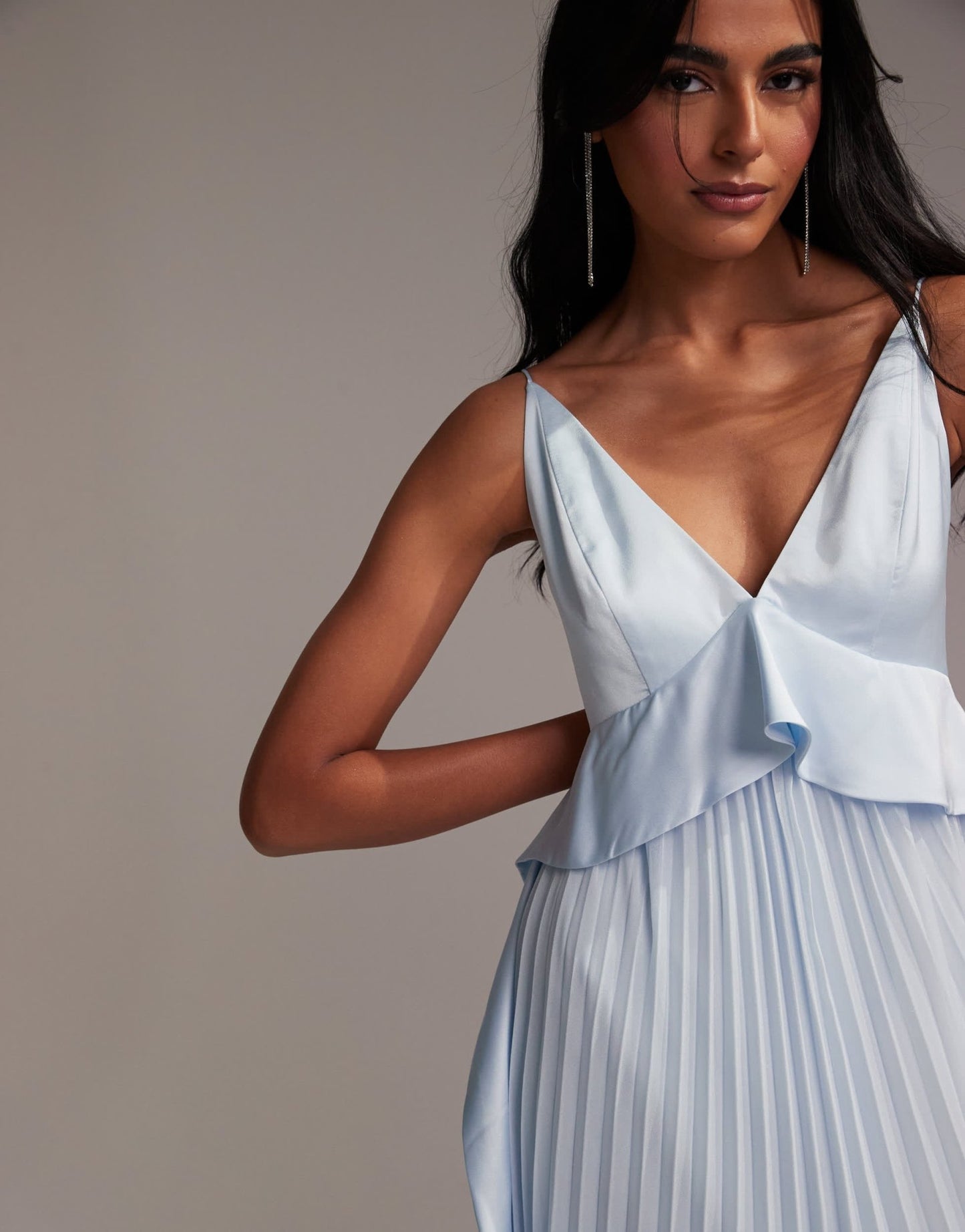 ASOS DESIGN Bridesmaids hybrid cami maxi dress with pleat skirt in light blue - ASOS Sample Sale