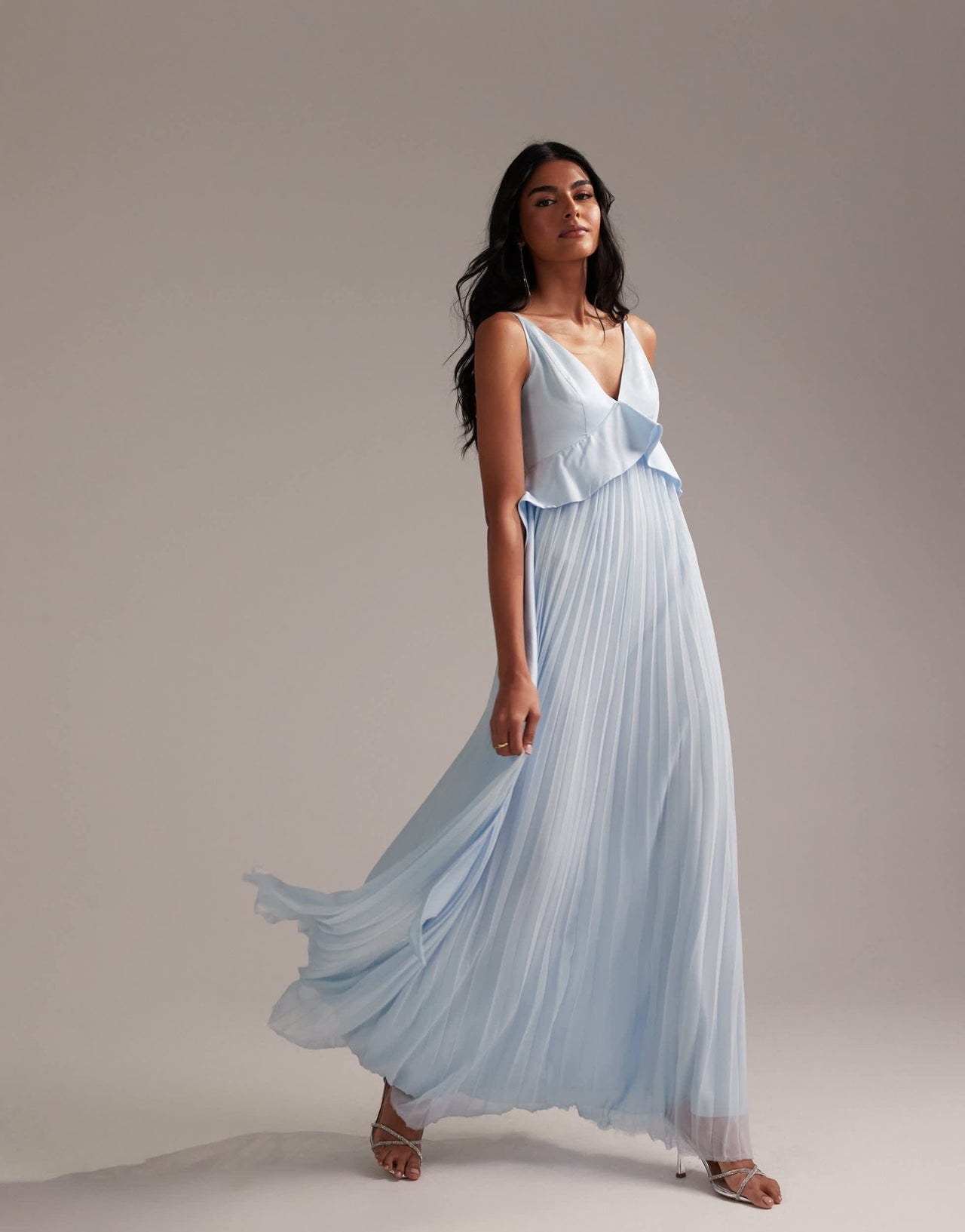 ASOS DESIGN Bridesmaids hybrid cami maxi dress with pleat skirt in light blue - ASOS Sample Sale
