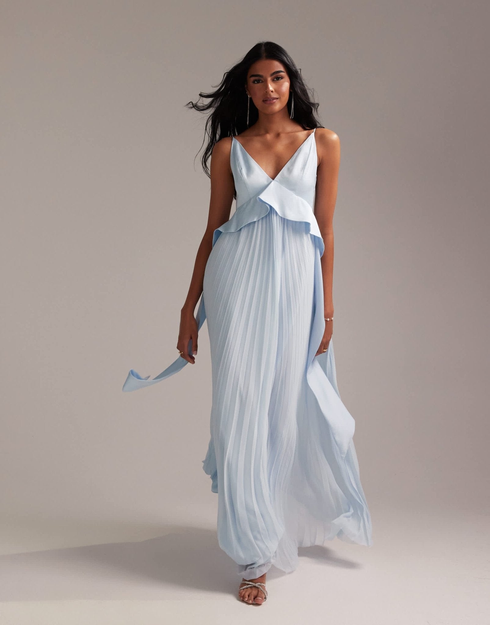 ASOS DESIGN Bridesmaids hybrid cami maxi dress with pleat skirt in light blue - ASOS Sample Sale