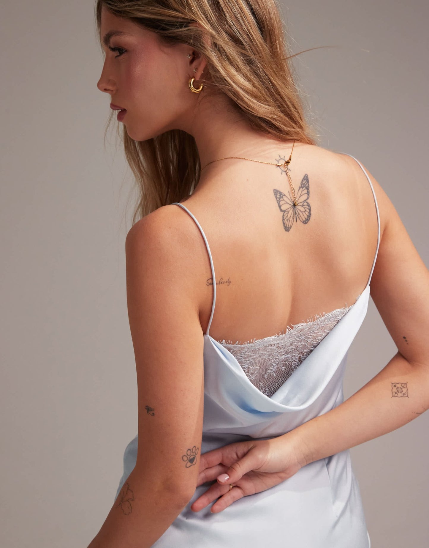 ASOS DESIGN Bridesmaids lace detail column satin maxi dress in light blue - ASOS Sample Sale