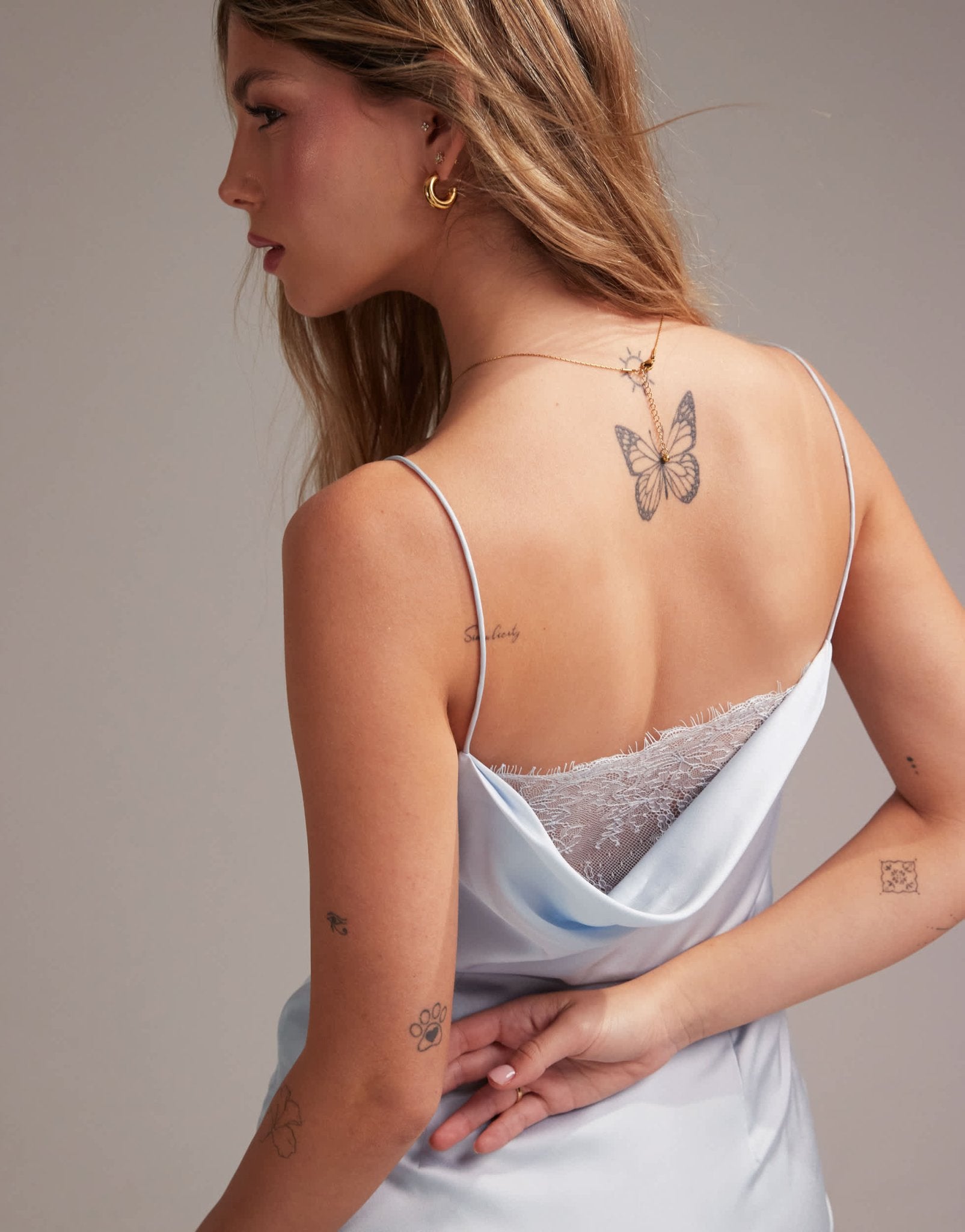 ASOS DESIGN Bridesmaids lace detail column satin maxi dress in light blue - ASOS Sample Sale