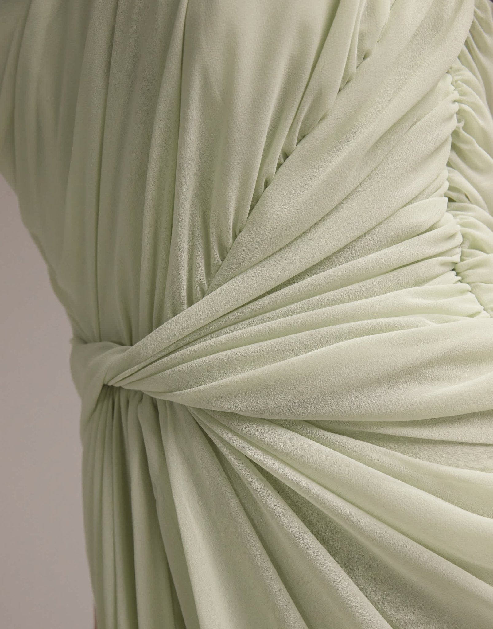 ASOS DESIGN Bridesmaids one shoulder draped twist detail midaxi dress in light green - ASOS Sample Sale