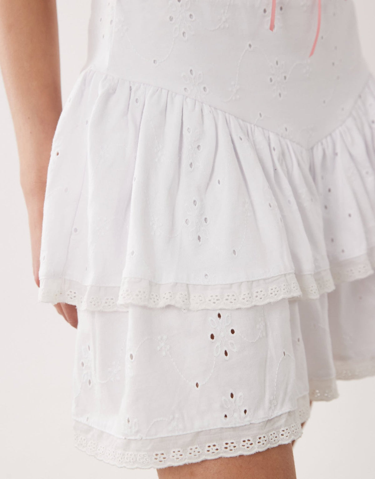 ASOS DESIGN broderie ruffle mini skirt in white - ASOS Sample Sale