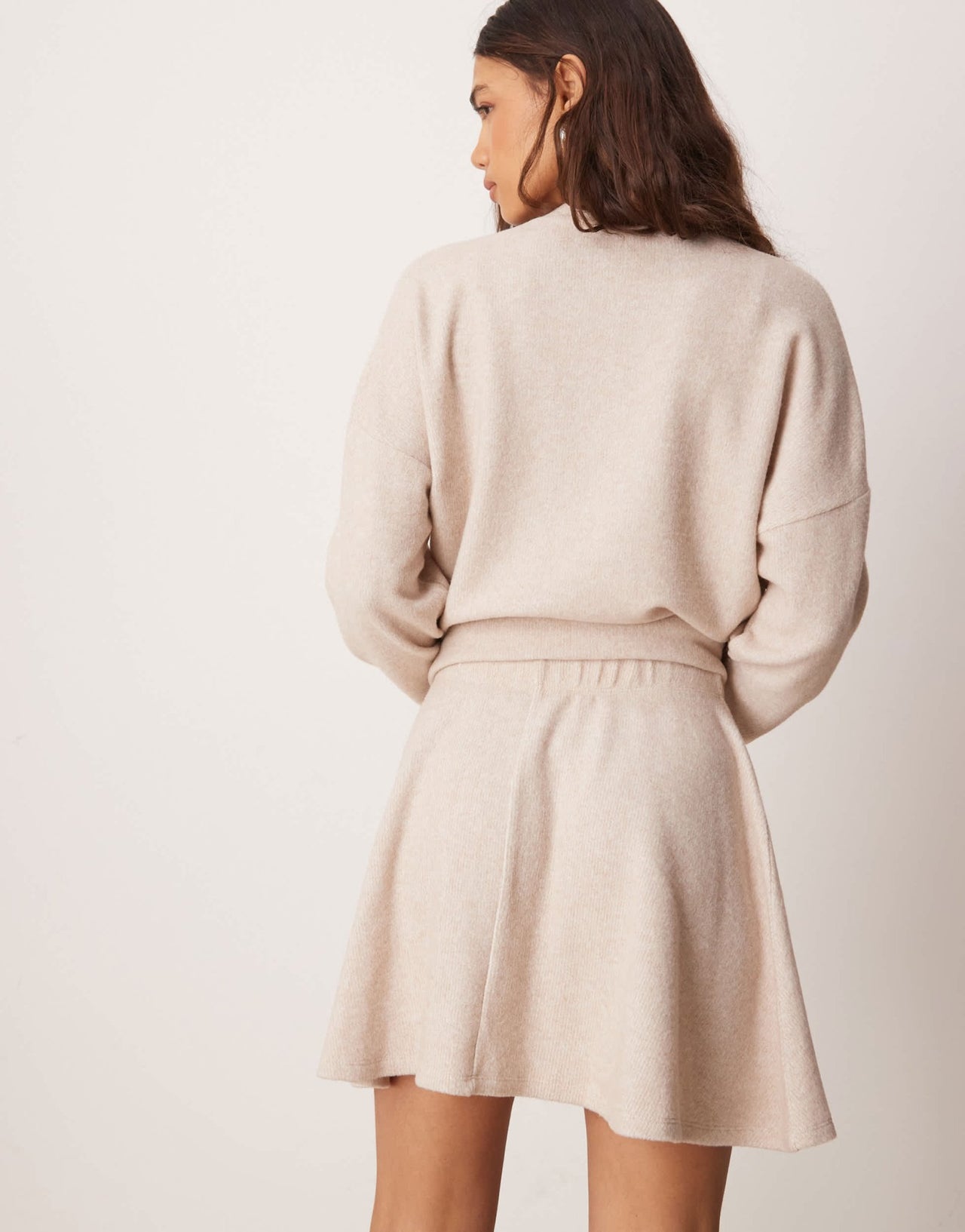 ASOS DESIGN brushed mini skirt co ord in cream - ASOS Sample Sale