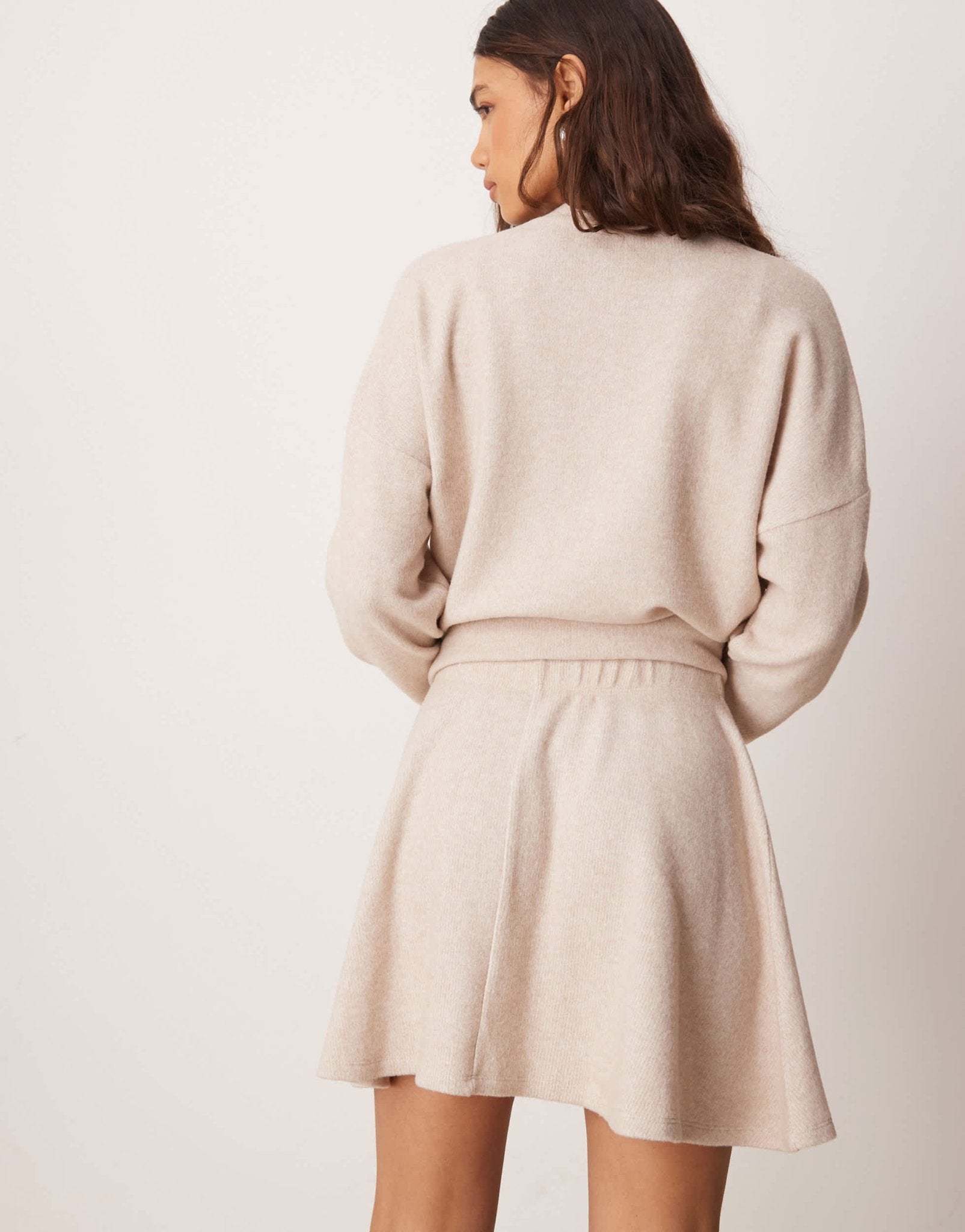 ASOS DESIGN brushed mini skirt co ord in cream - ASOS Sample Sale