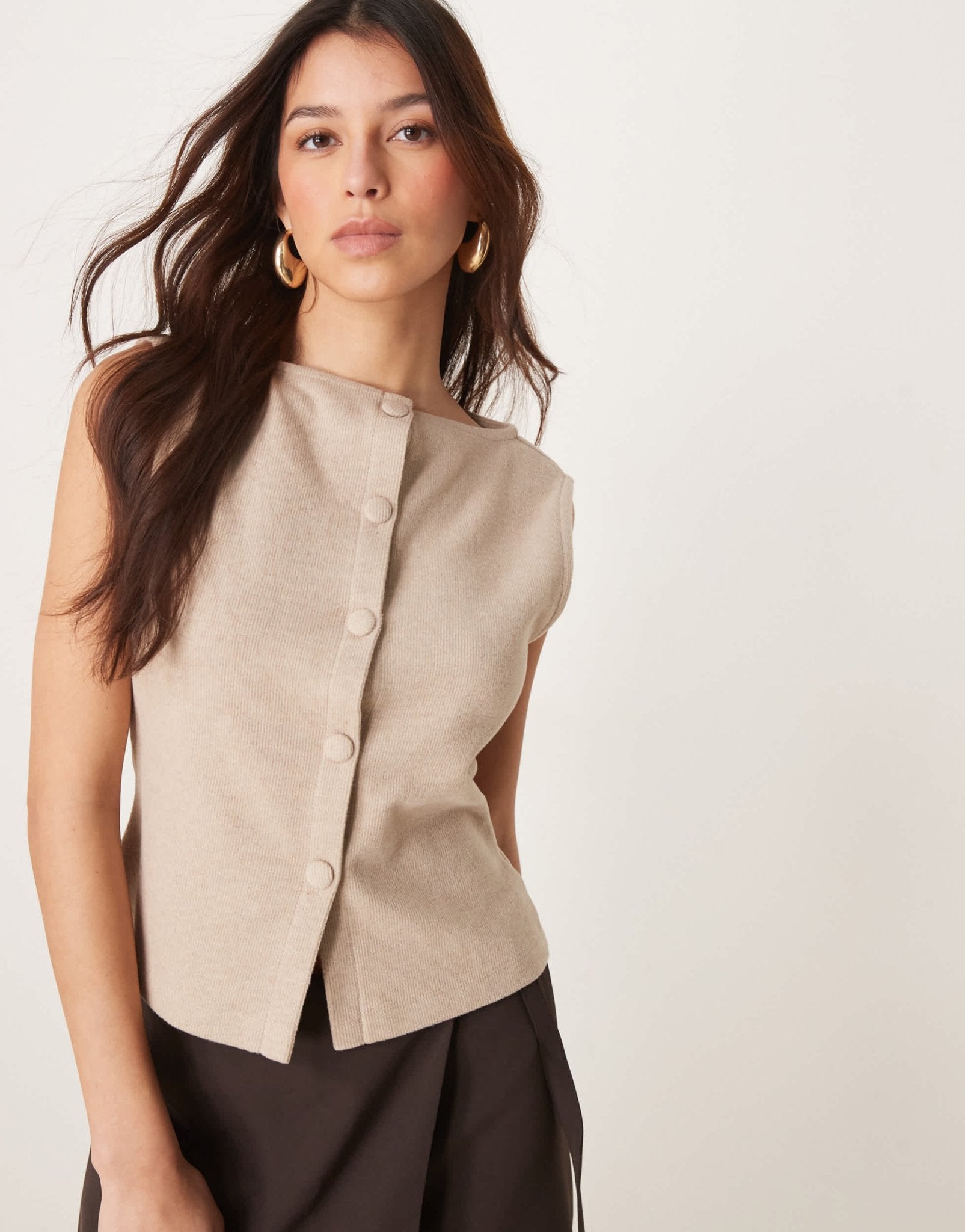 ASOS DESIGN brushed waistcoat in cream - ASOS Sample Sale