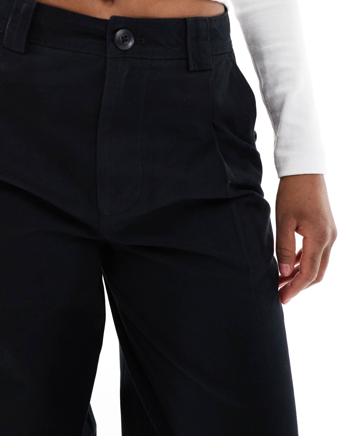ASOS DESIGN brushed wide leg turn up ankle grazer in black - ASOS Sample Sale