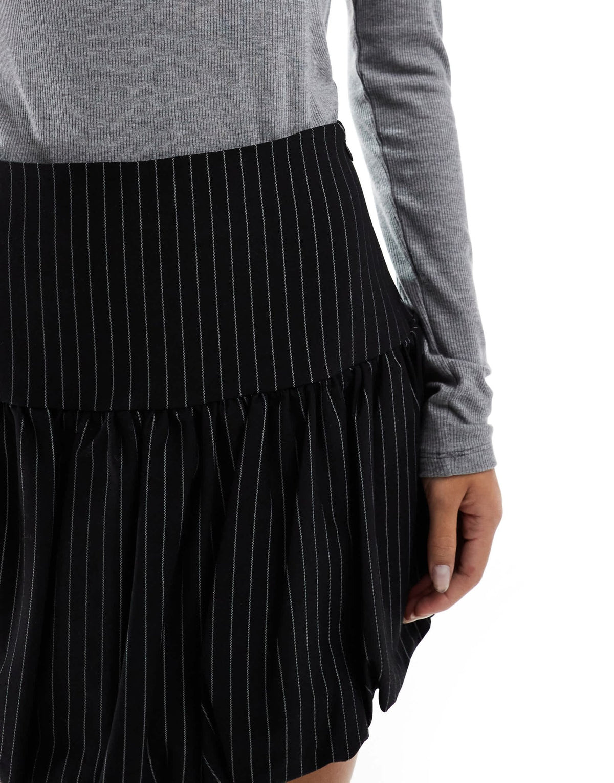 ASOS DESIGN bubble hem mini skirt in pinstripe - ASOS Sample Sale