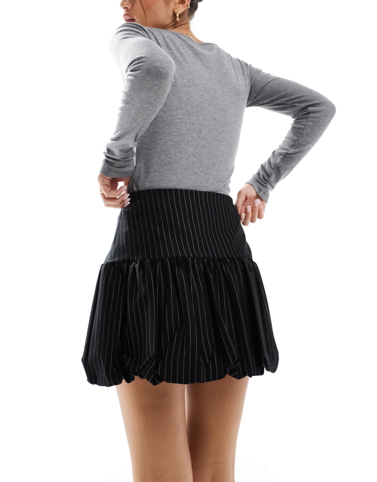ASOS DESIGN bubble hem mini skirt in pinstripe - ASOS Sample Sale
