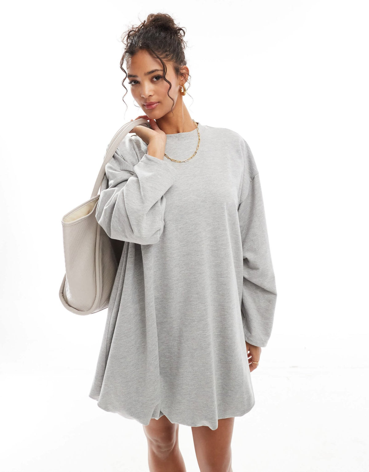 ASOS DESIGN bubble hem mini sweat dress in grey marl - ASOS Sample Sale
