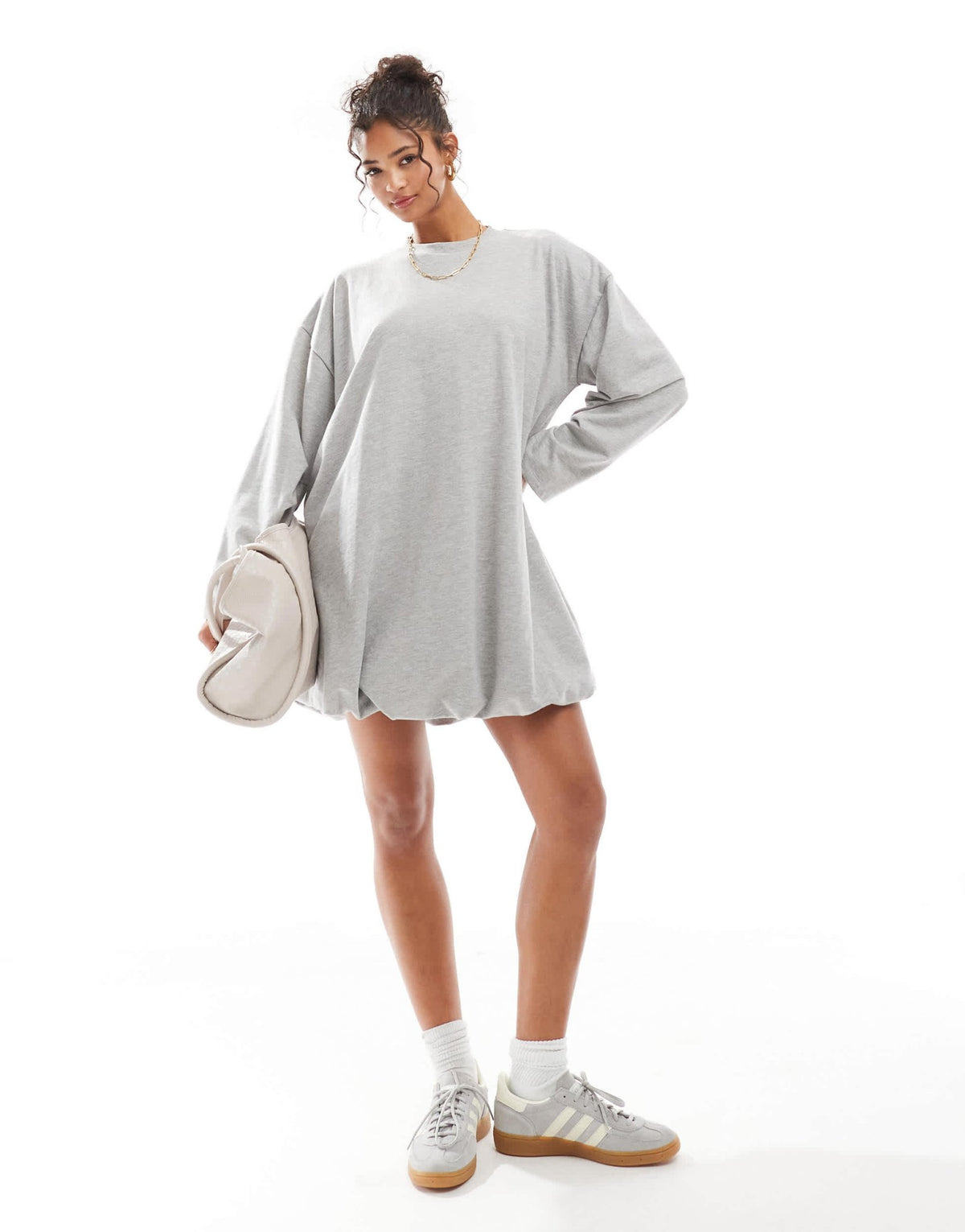 ASOS DESIGN bubble hem mini sweat dress in grey marl - ASOS Sample Sale