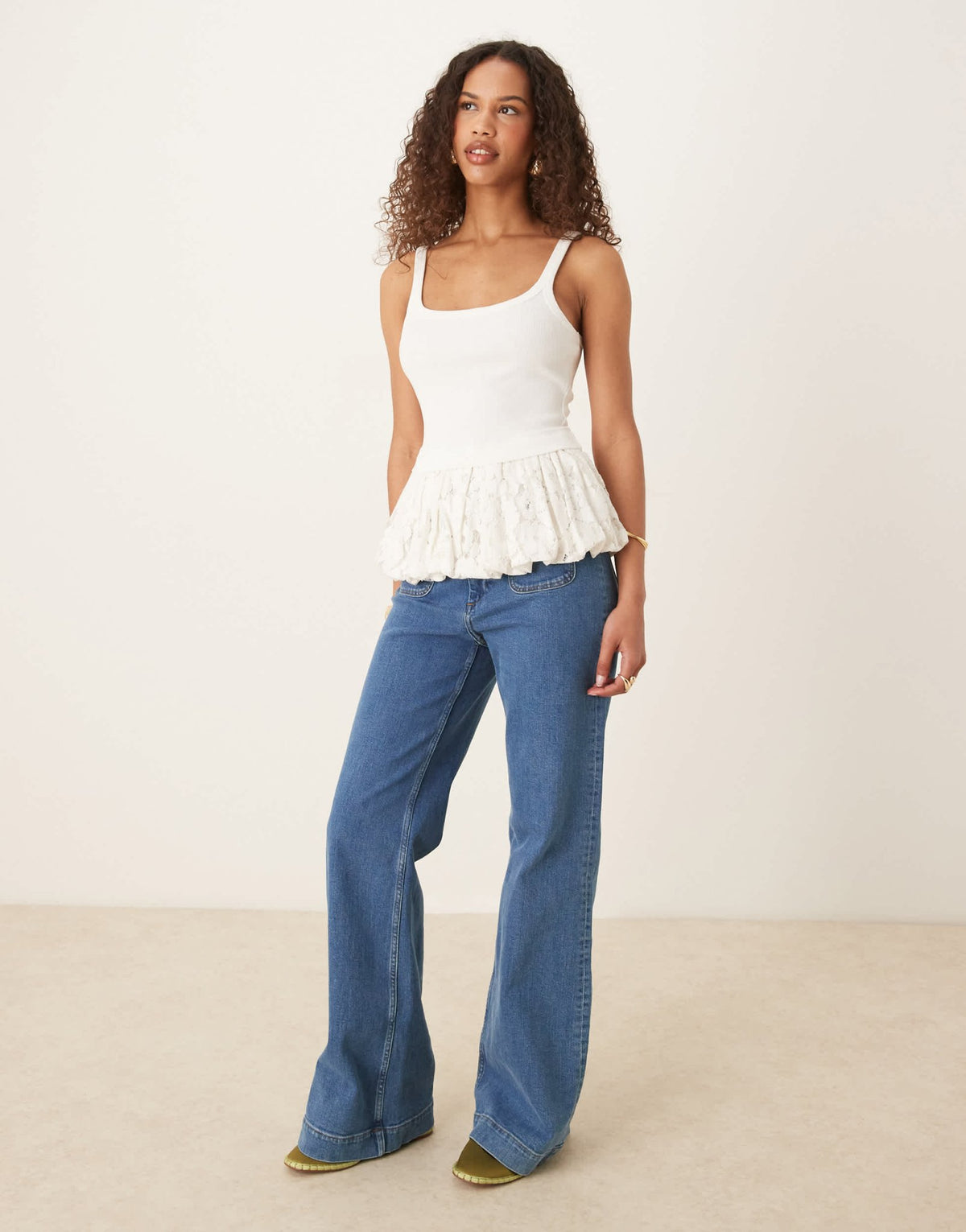 ASOS DESIGN bubble lace hem tank in white - ASOS Sample Sale