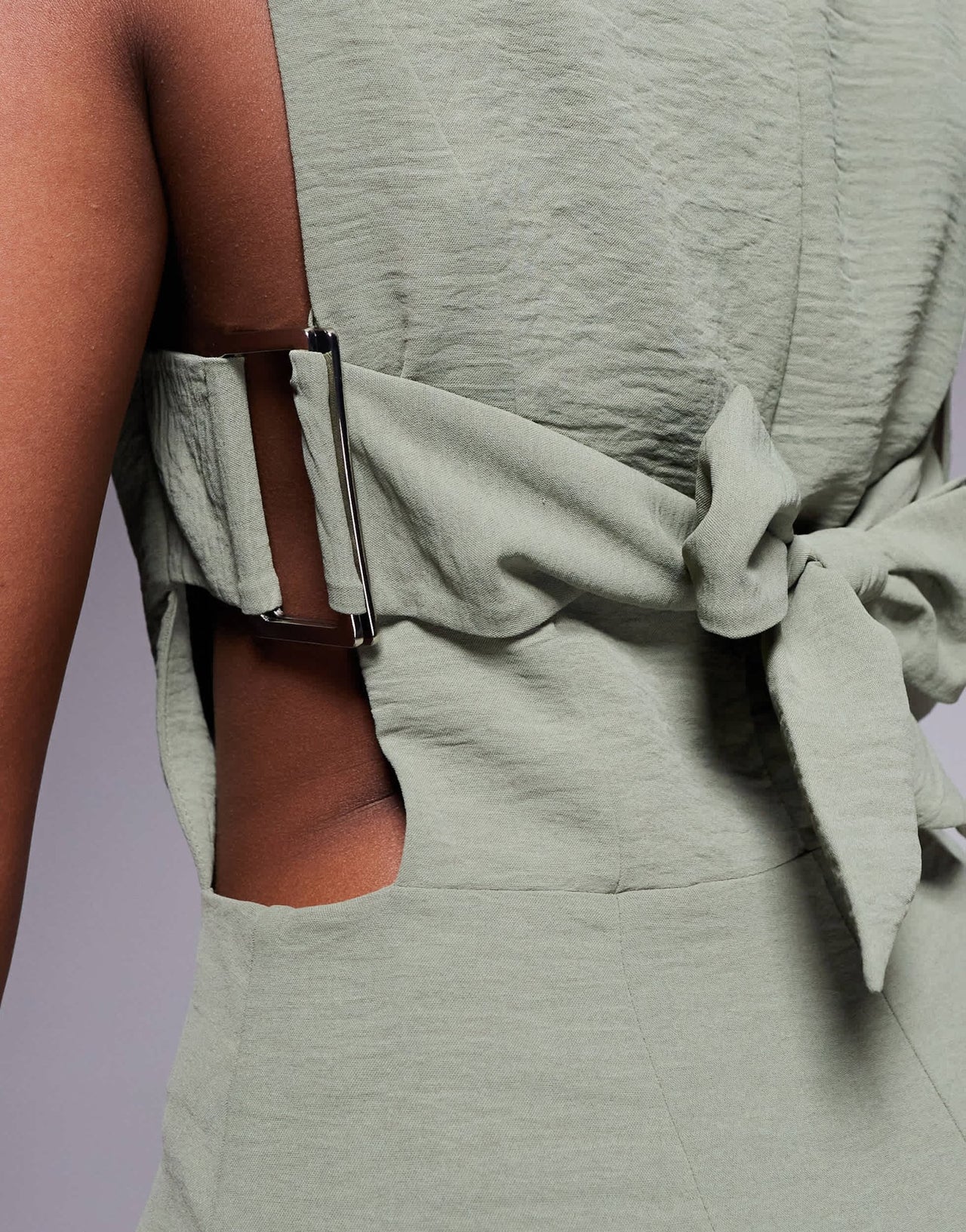 ASOS DESIGN buckle detail wide leg jumpsuit in khaki - ASOS Sample Sale
