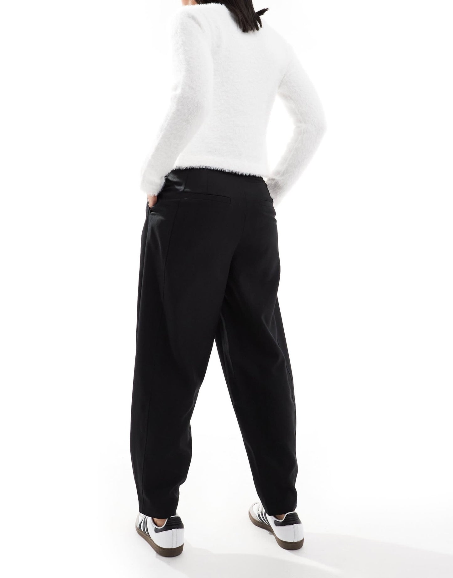 ASOS DESIGN button hem barrel tailored trouser in black - ASOS Sample Sale