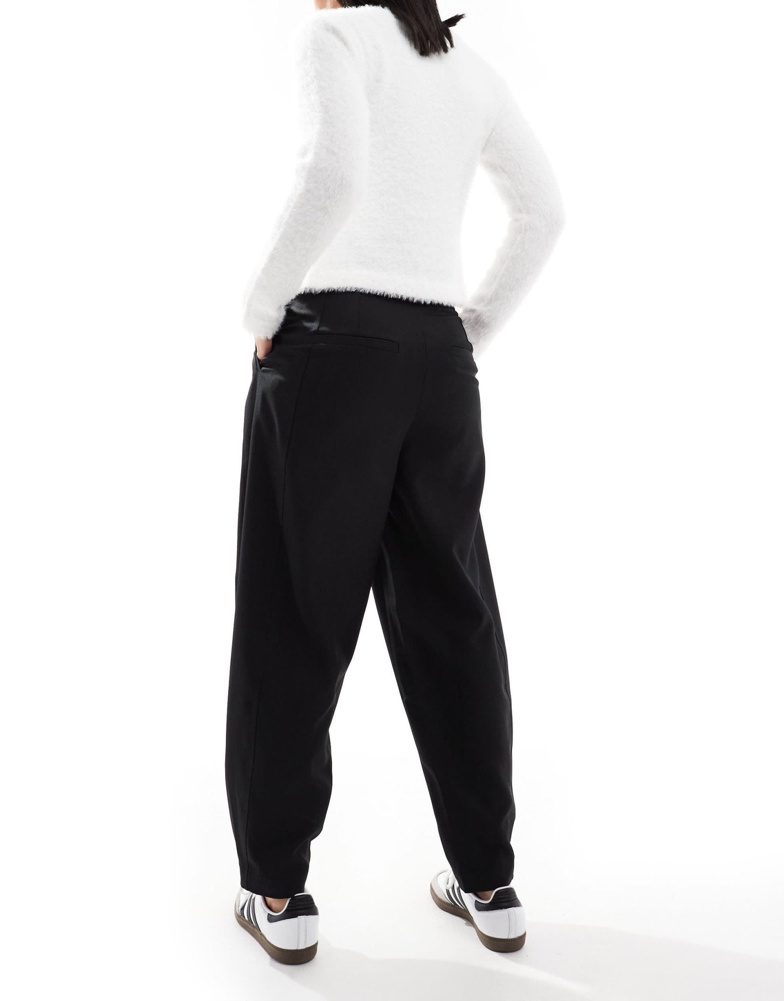 ASOS DESIGN button hem barrel tailored trouser in black - ASOS Sample Sale
