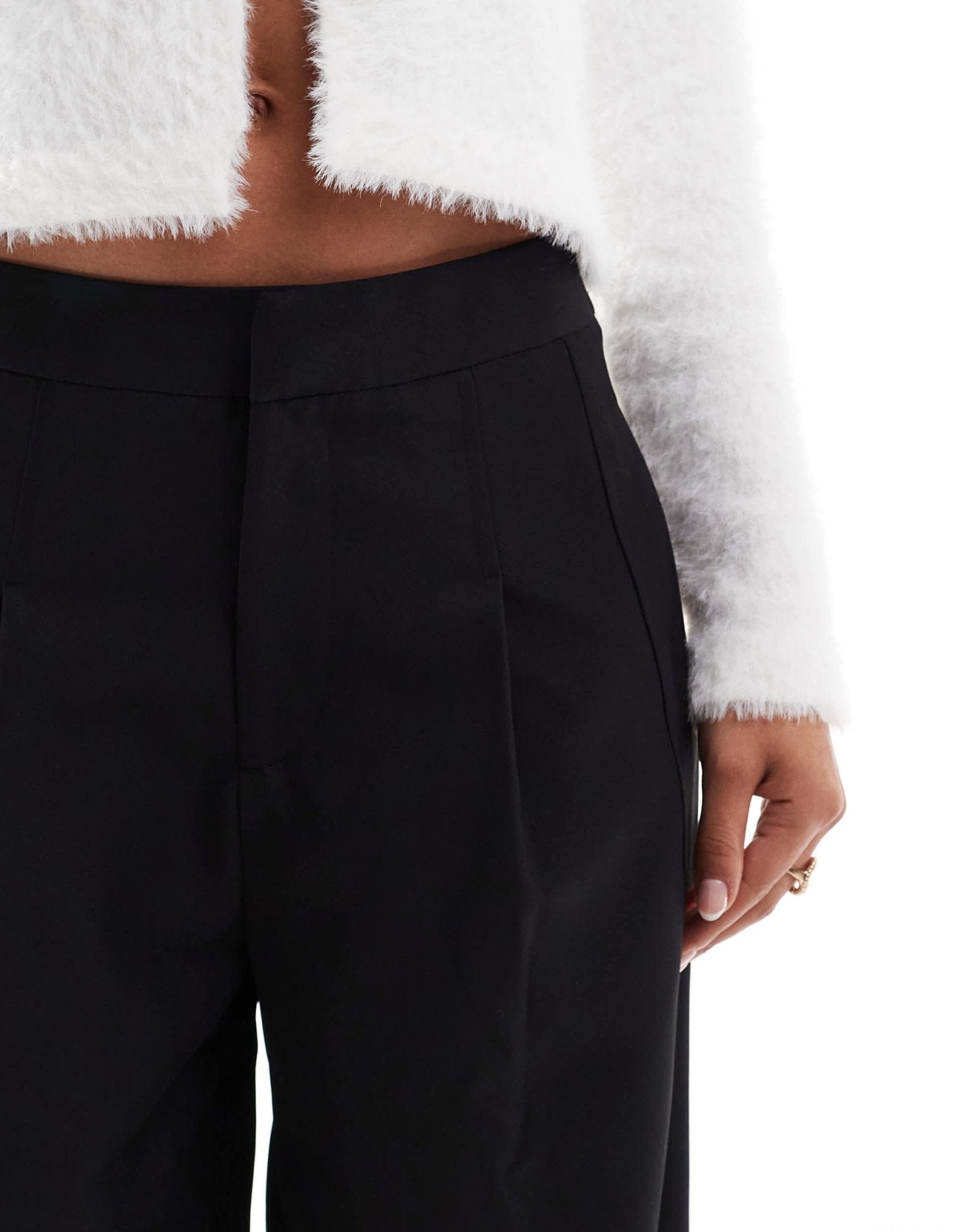 ASOS DESIGN button hem barrel tailored trouser in black - ASOS Sample Sale