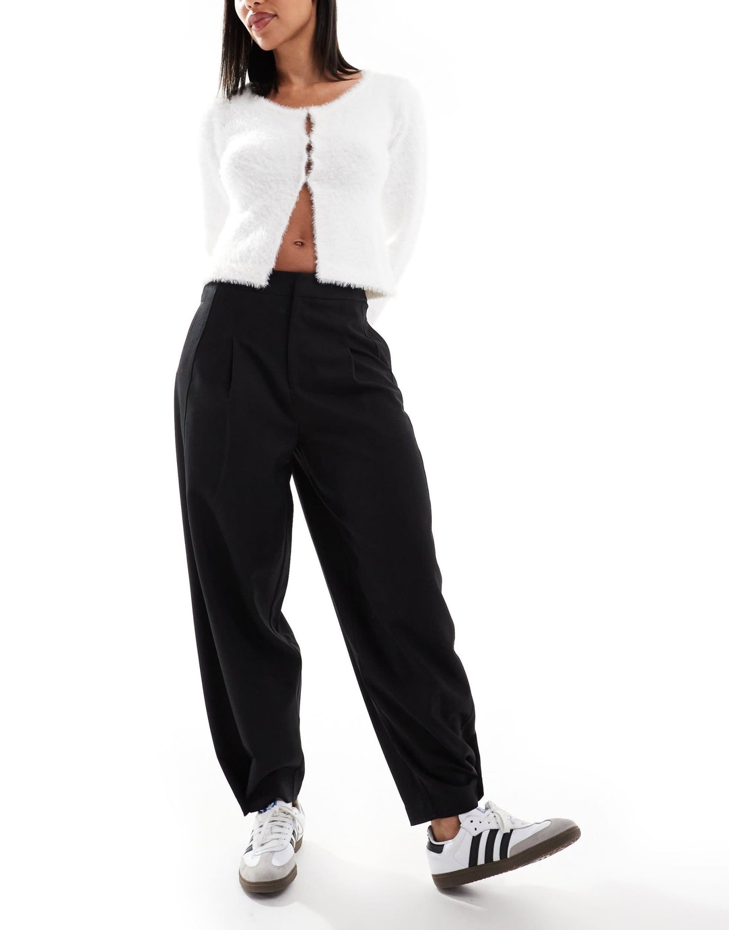 ASOS DESIGN button hem barrel tailored trouser in black - ASOS Sample Sale