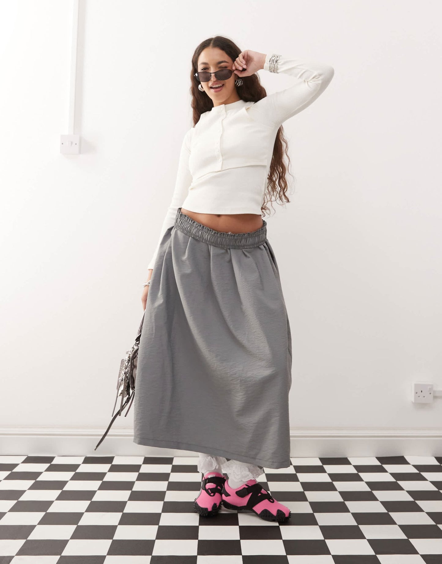ASOS DESIGN button through double layer cut out top in ecru - ASOS Sample Sale