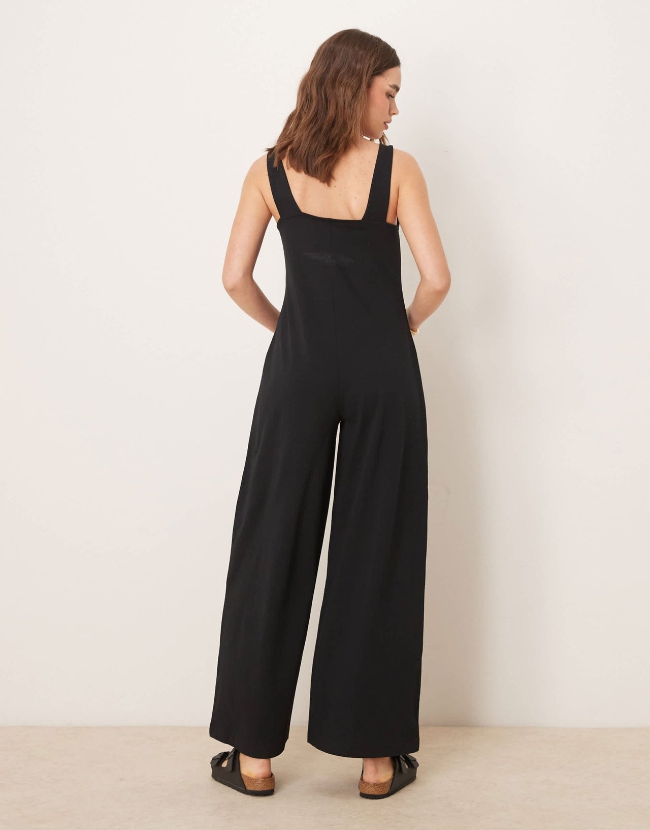 ASOS DESIGN button through jumpsuit in black - ASOS Sample Sale