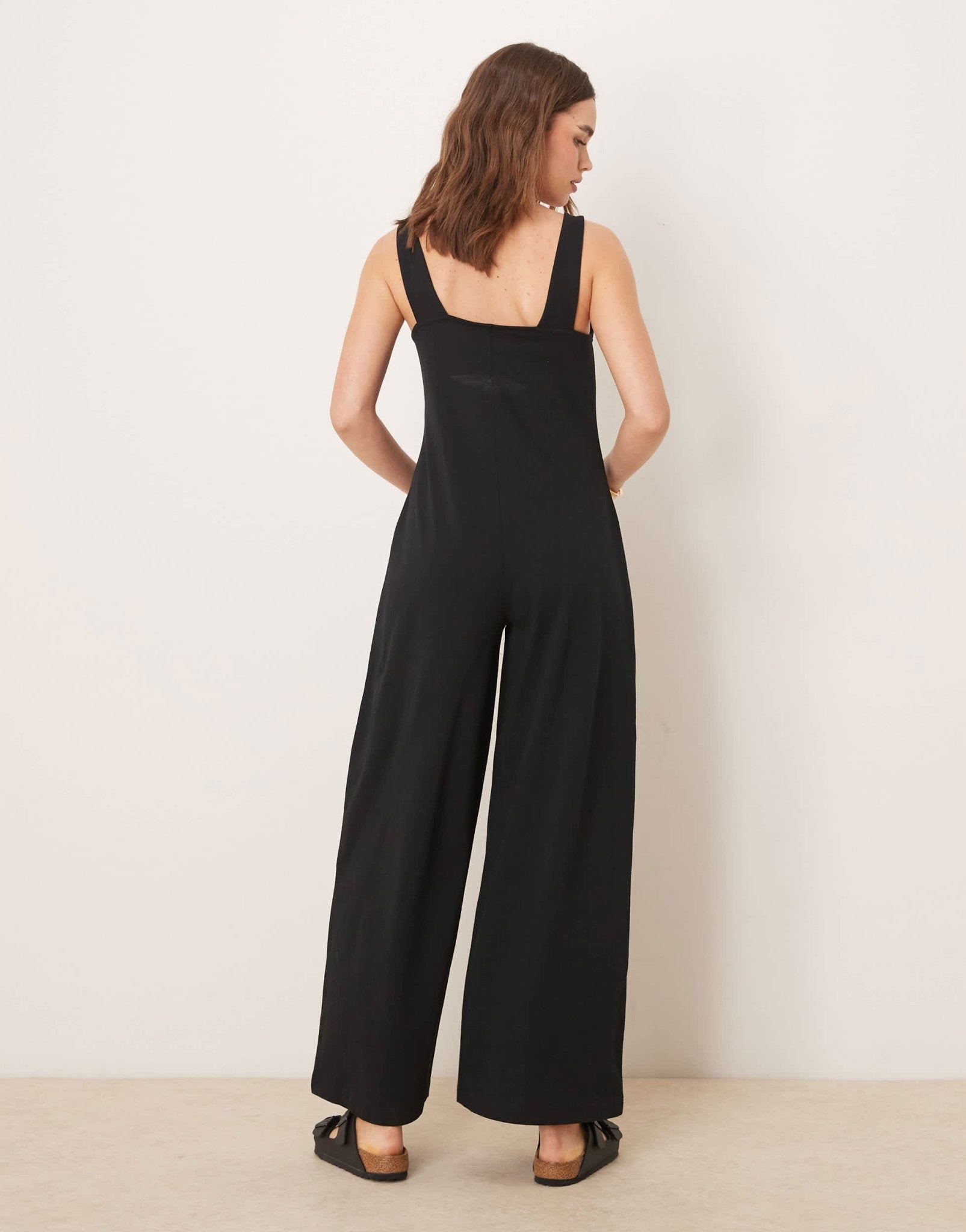 ASOS DESIGN button through jumpsuit in black - ASOS Sample Sale