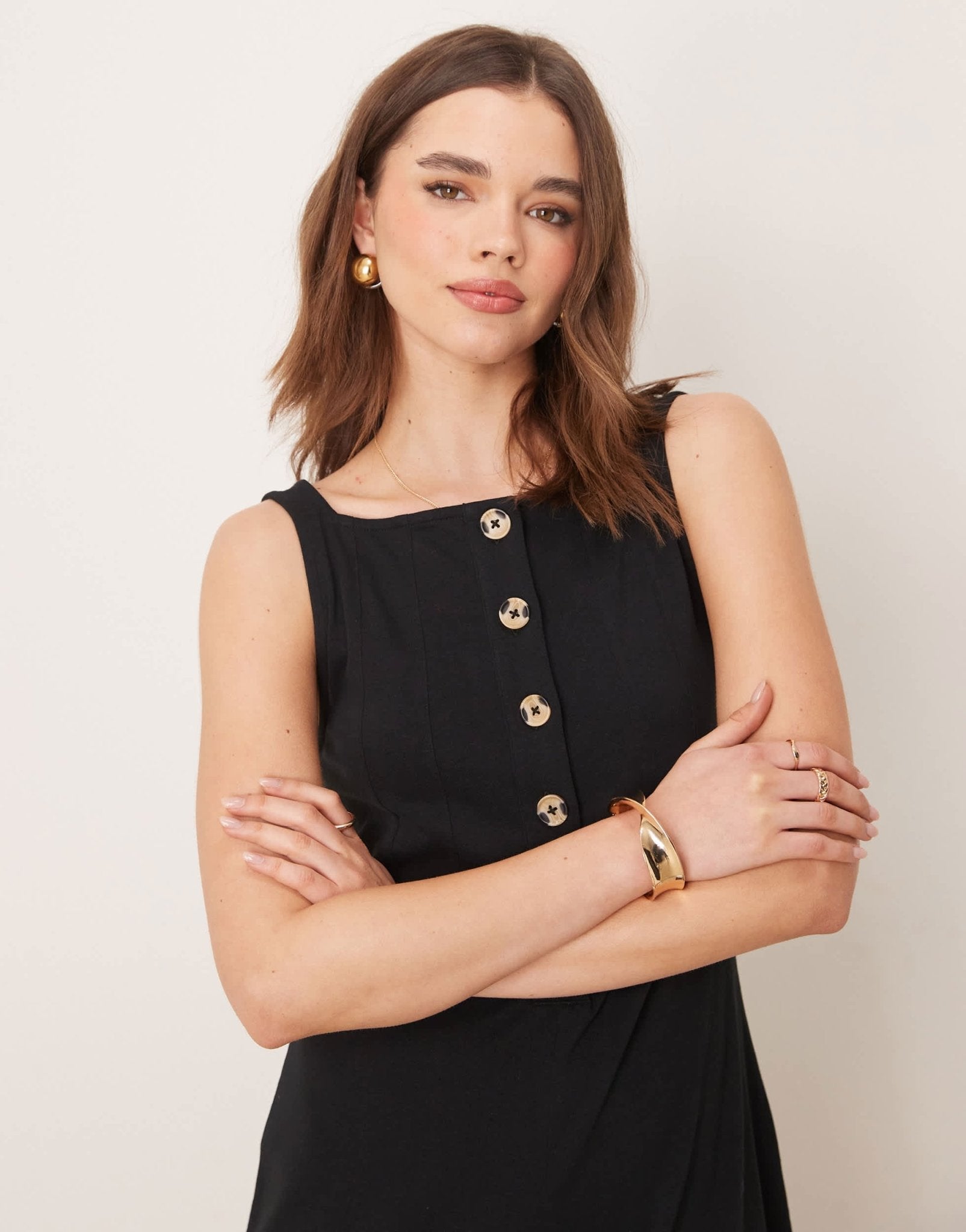 ASOS DESIGN button through jumpsuit in black - ASOS Sample Sale