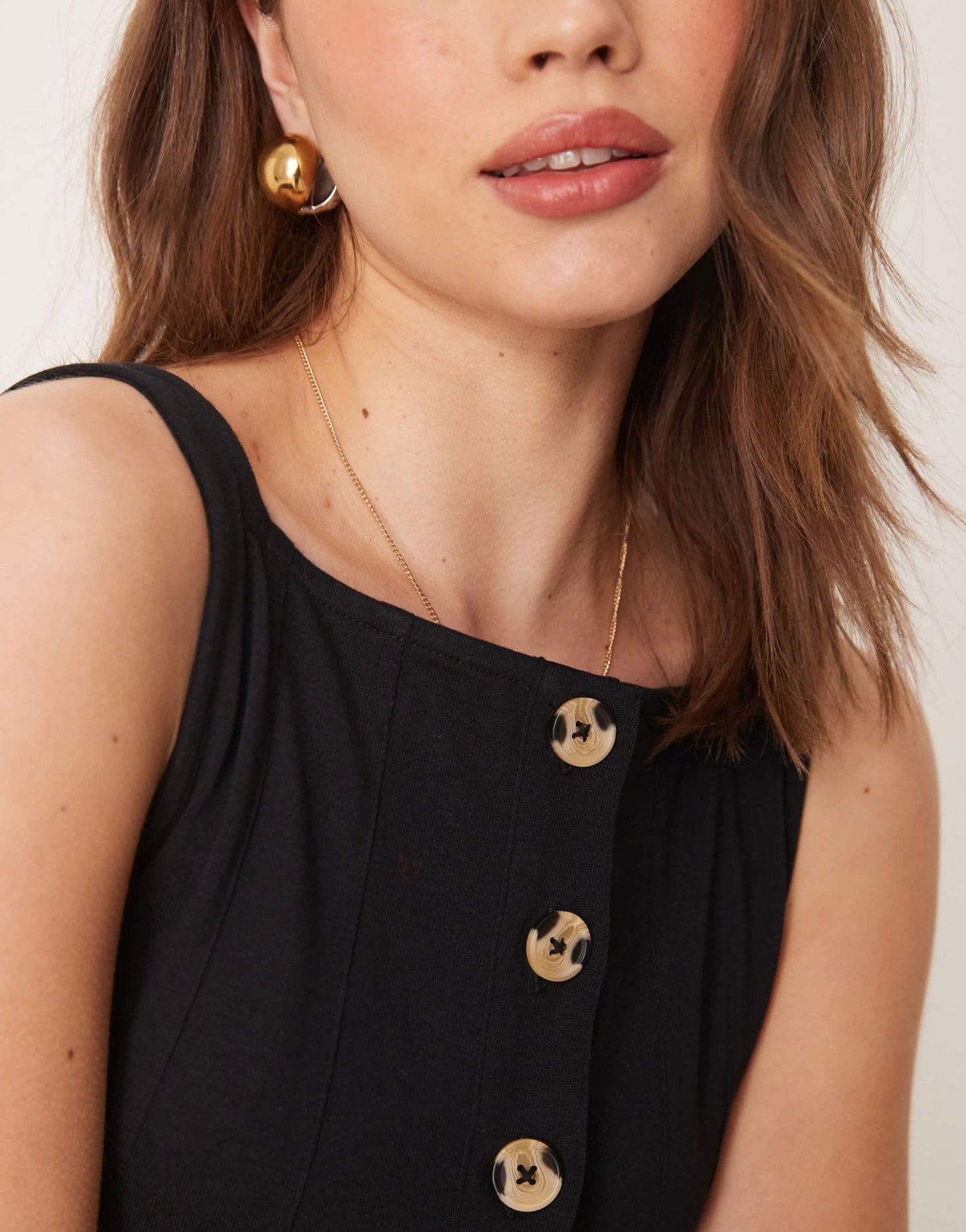 ASOS DESIGN button through jumpsuit in black - ASOS Sample Sale