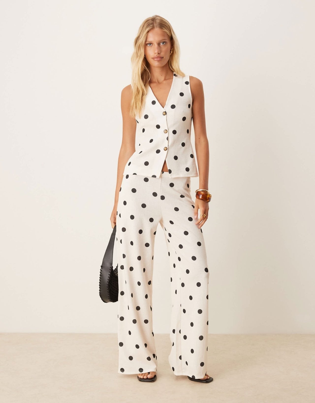 ASOS DESIGN button through waistcoat in polka dot print - ASOS Sample Sale