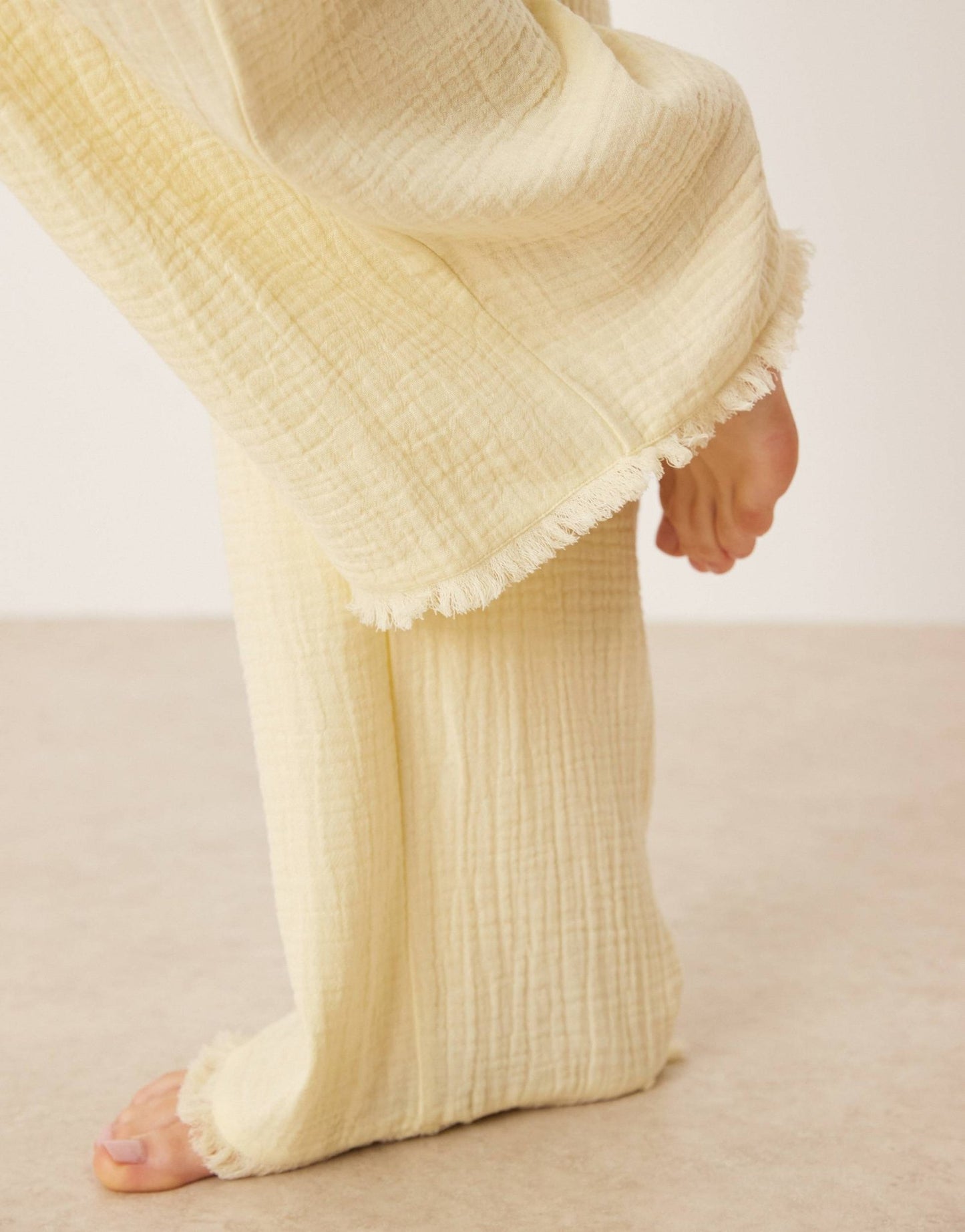ASOS DESIGN Callie cheesecloth frayed beach trouser in buttermilk - ASOS Sample Sale