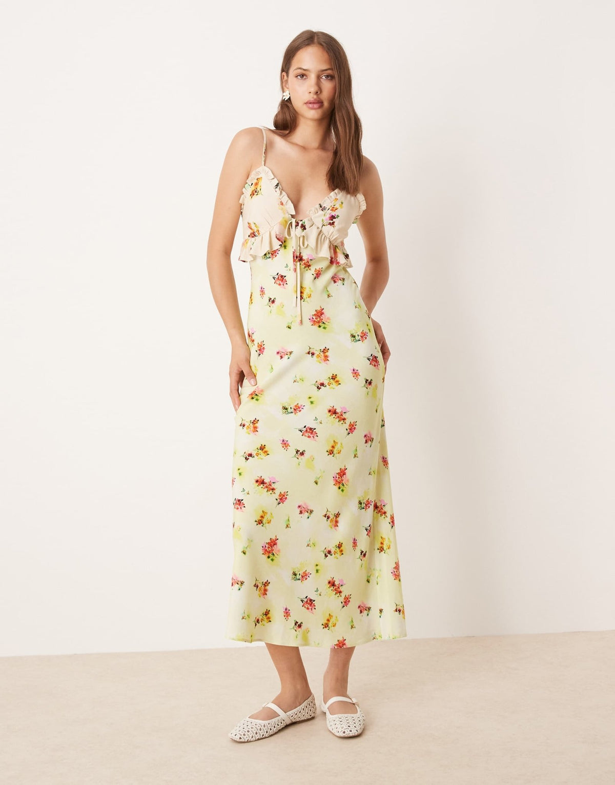 ASOS DESIGN cami midi dress with frill detail in floral - ASOS Sample Sale
