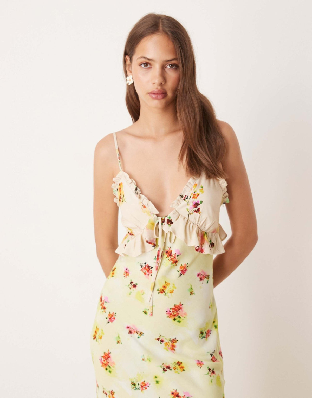 ASOS DESIGN cami midi dress with frill detail in floral - ASOS Sample Sale