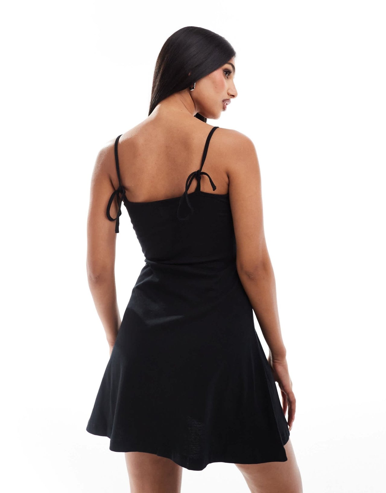 ASOS DESIGN cami ruched bust mini dress with flare hem in black - ASOS Sample Sale