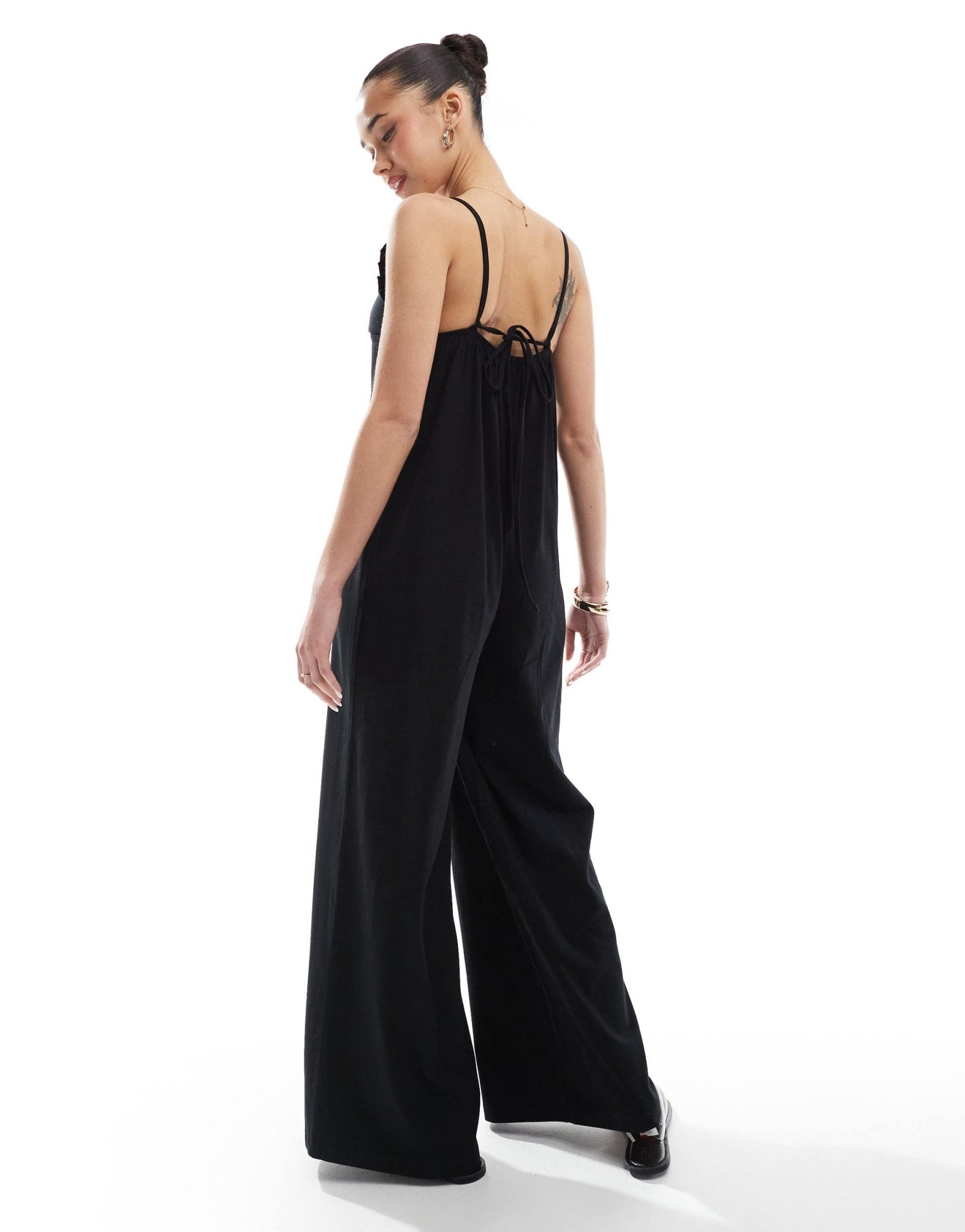 ASOS DESIGN cami ruffle wide leg jumpsuit in black - ASOS Sample Sale