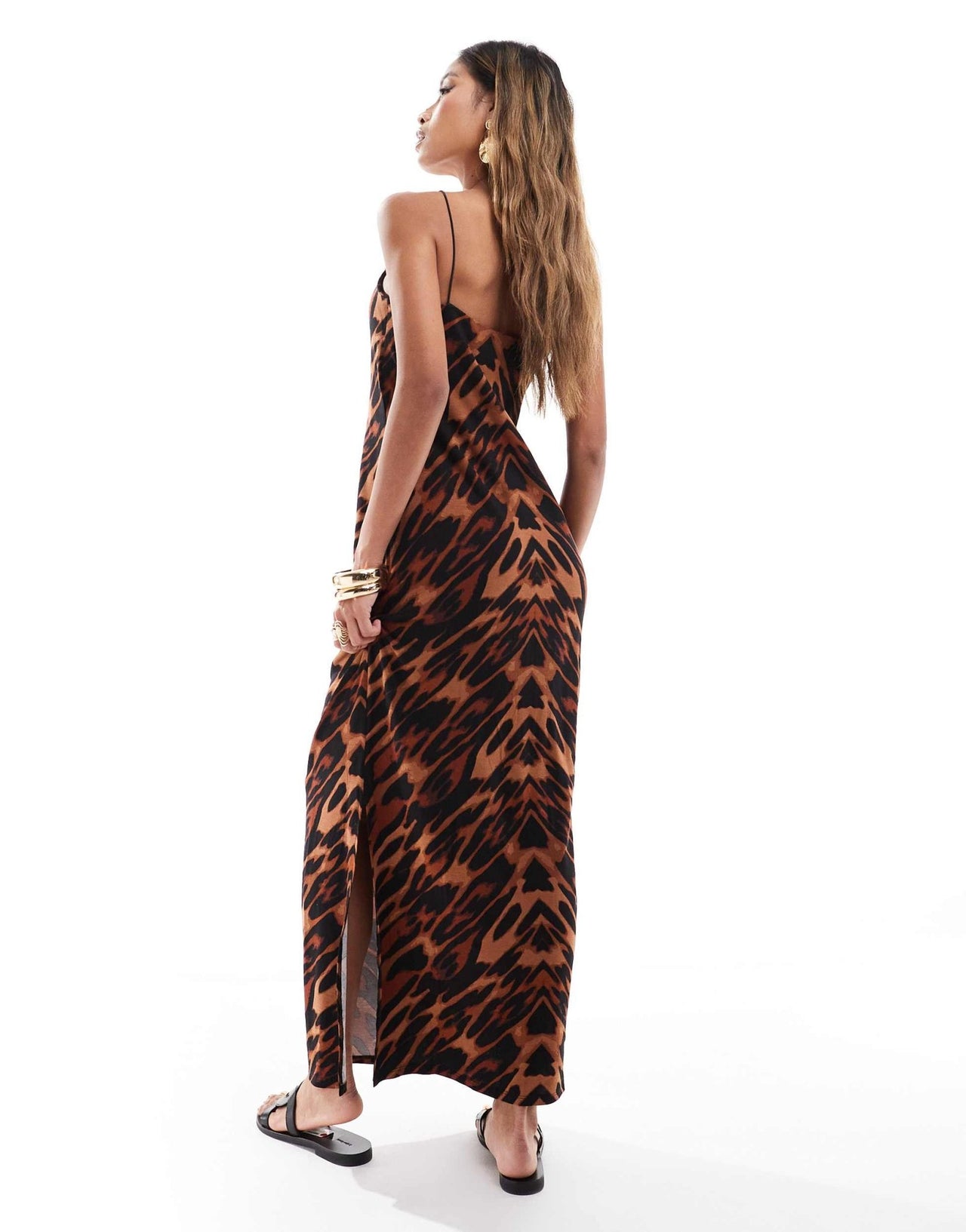 ASOS DESIGN cami strappy maxi dress with side split in leopard print - ASOS Sample Sale