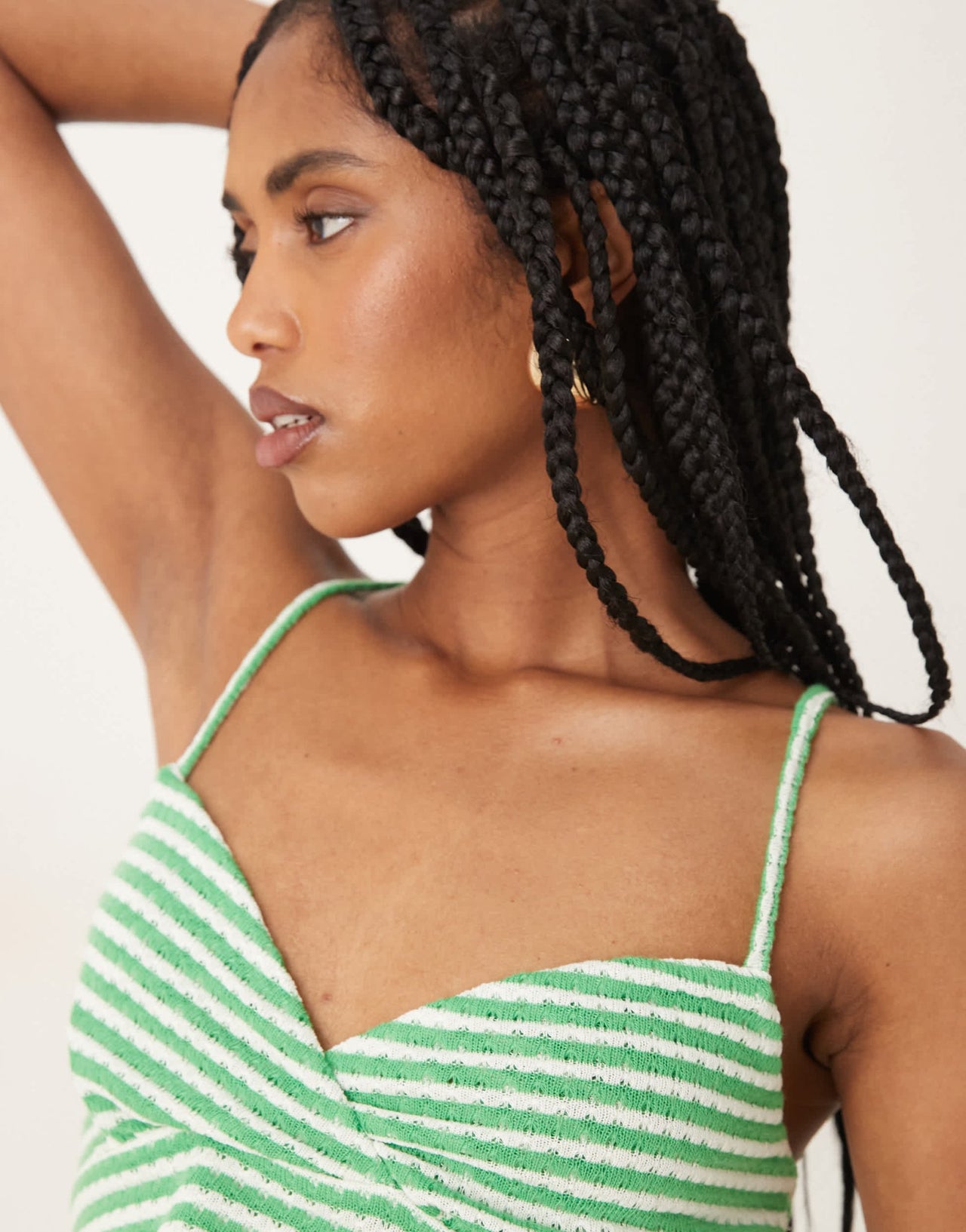 ASOS DESIGN cami top co - ord in knitted green and white stripe - ASOS Sample Sale