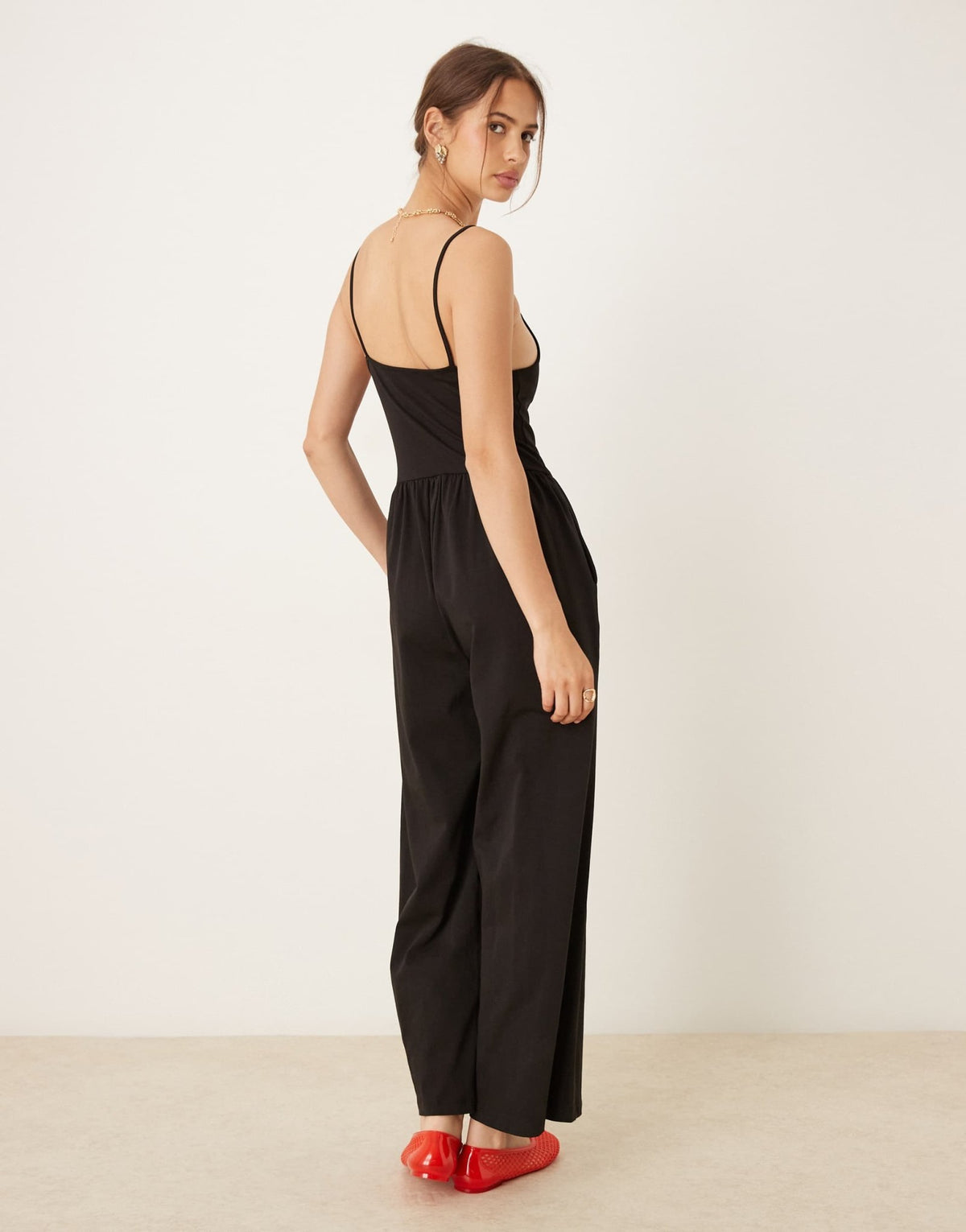 ASOS DESIGN cami wide leg jumpsuit with pockets in black - ASOS Sample Sale