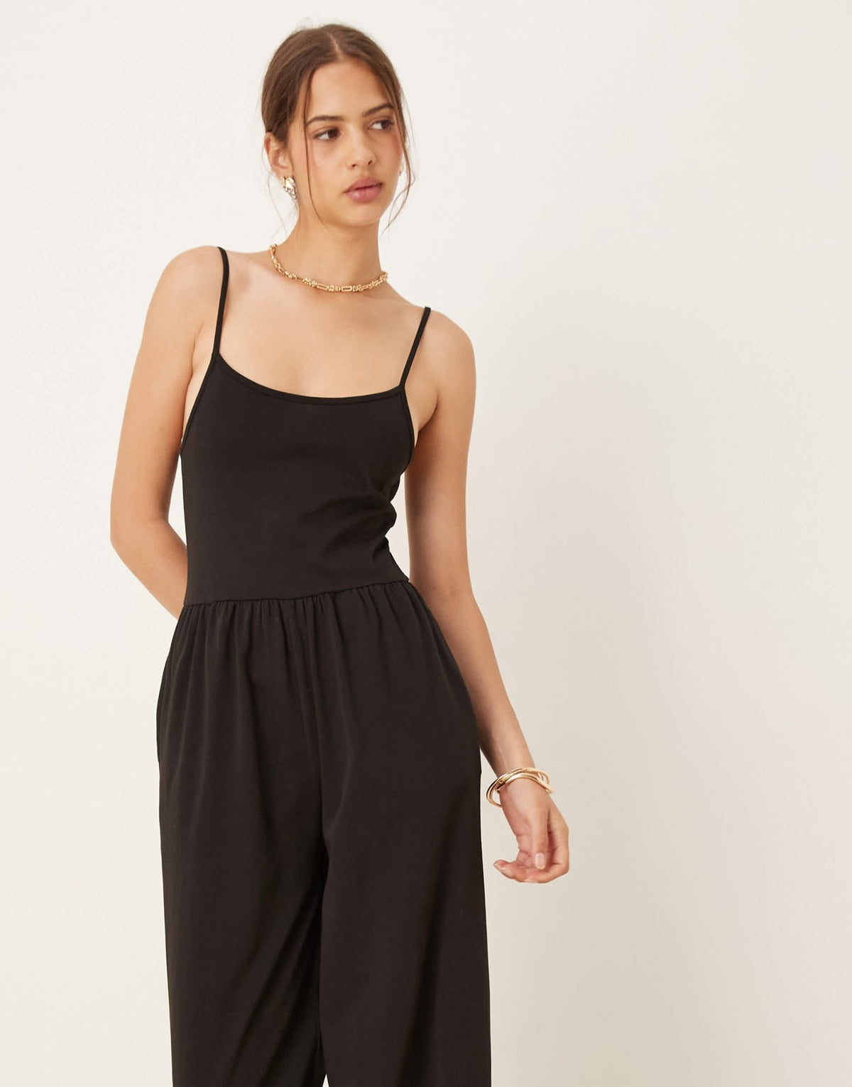 ASOS DESIGN cami wide leg jumpsuit with pockets in black - ASOS Sample Sale