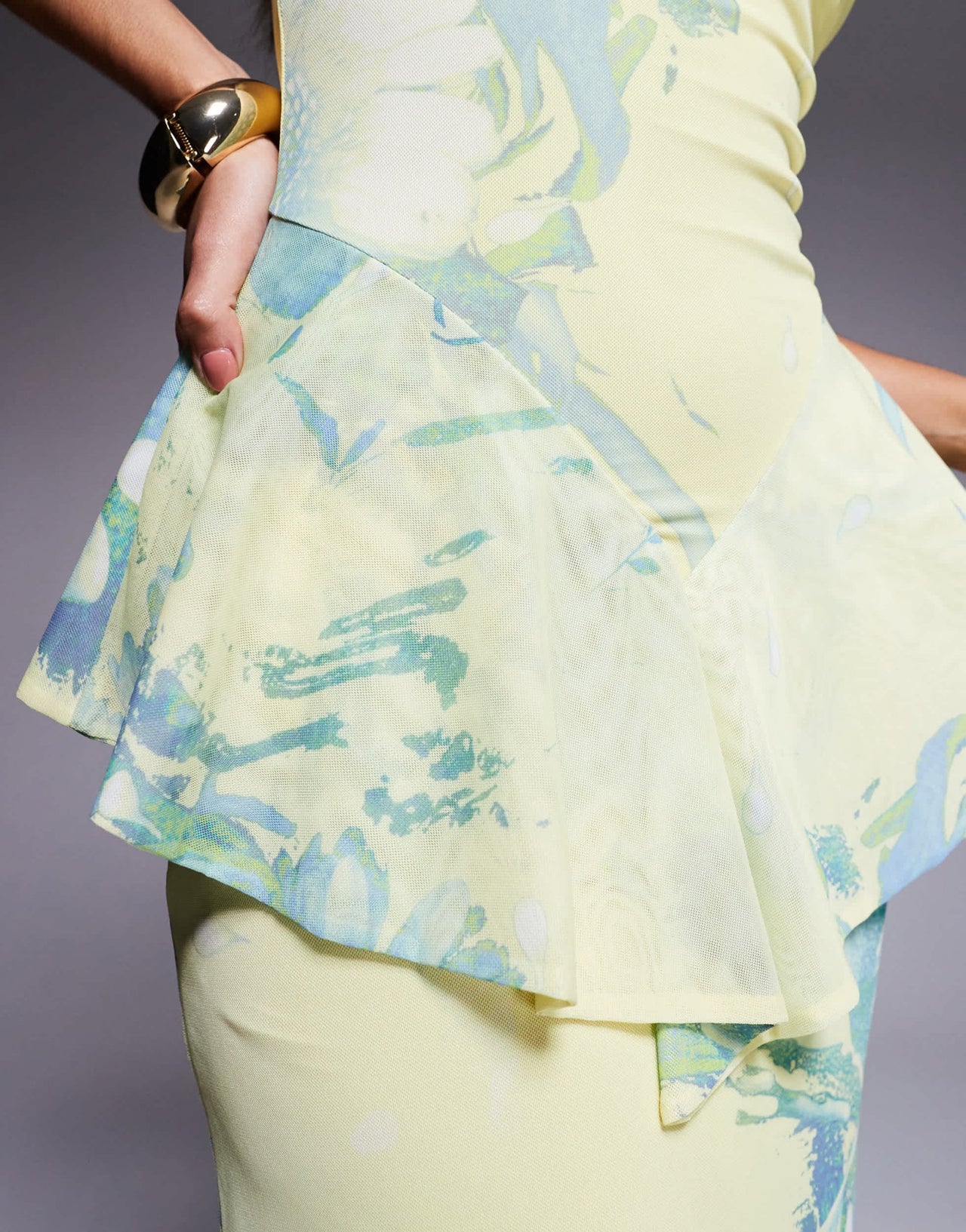 ASOS DESIGN cami with peplum detail mesh maxi dress in floral print - ASOS Sample Sale