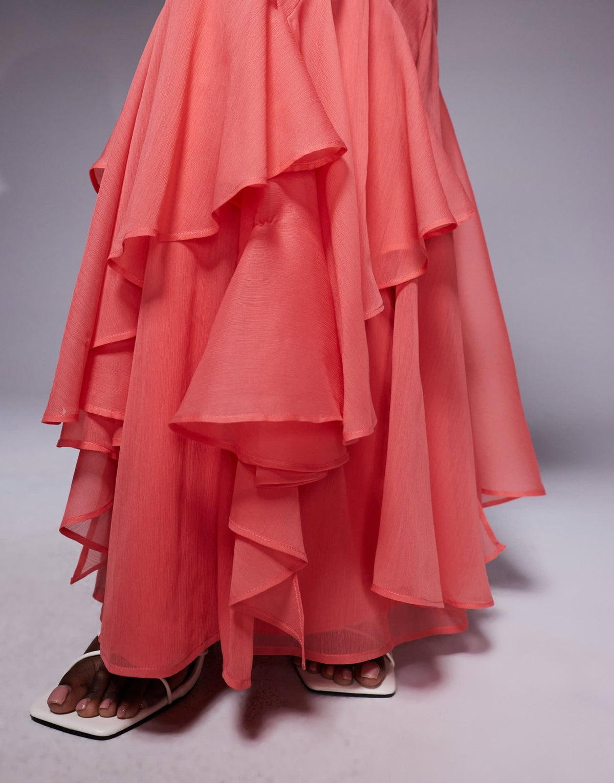 ASOS DESIGN cape sleeve godet maxi dress in coral - ASOS Sample Sale