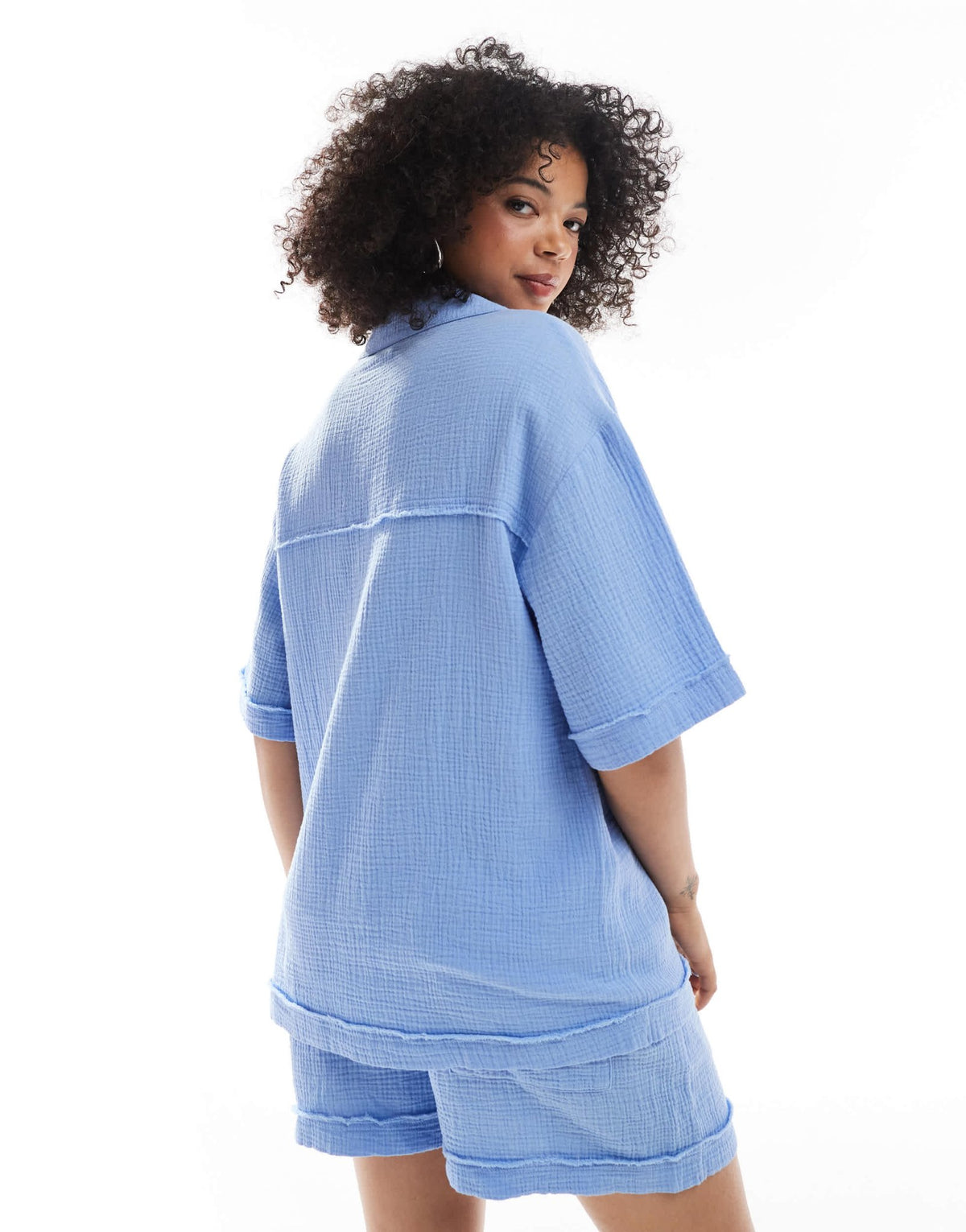 ASOS DESIGN cheesecloth shirt co-ord in blue - ASOS Sample Sale