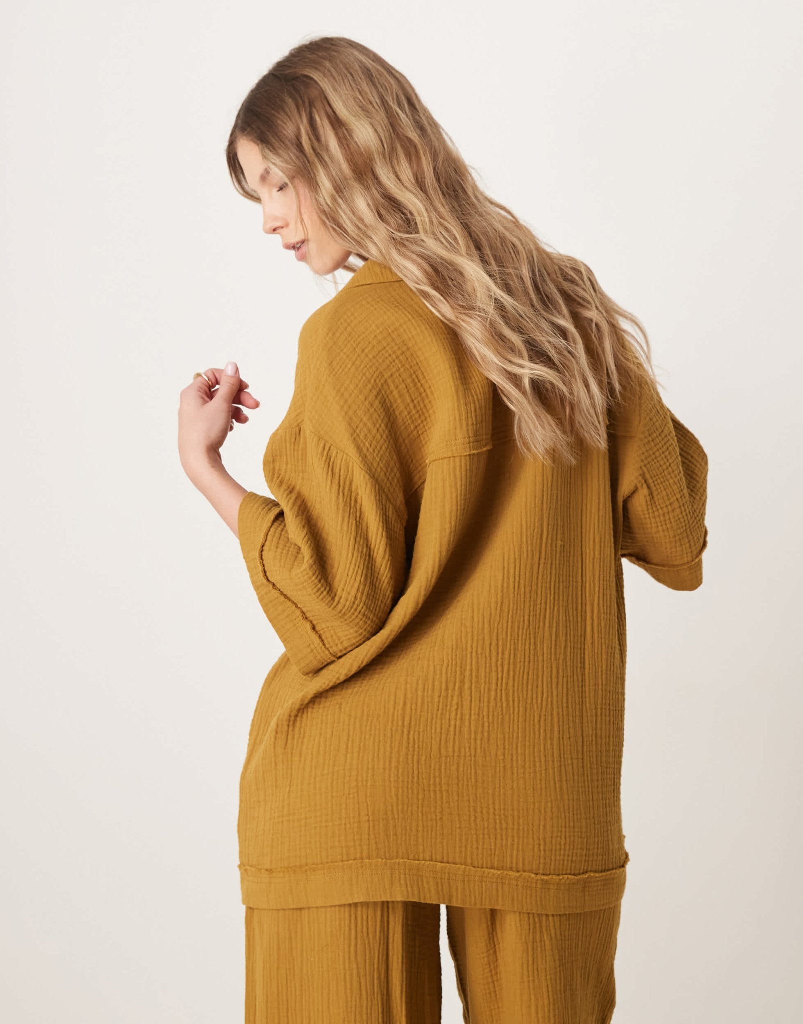 ASOS DESIGN cheesecloth shirt co-ord in olive - ASOS Sample Sale