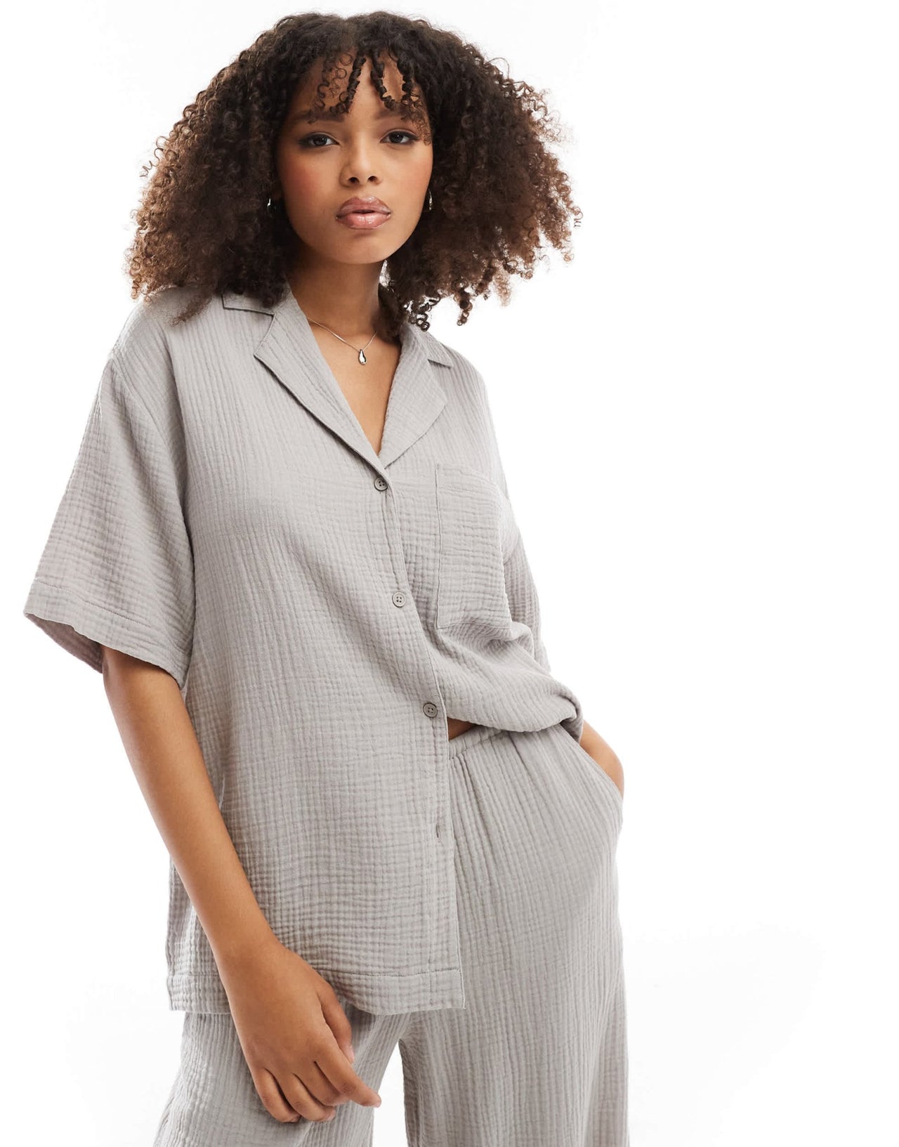 ASOS DESIGN cheesecloth shirt in grey - ASOS Sample Sale