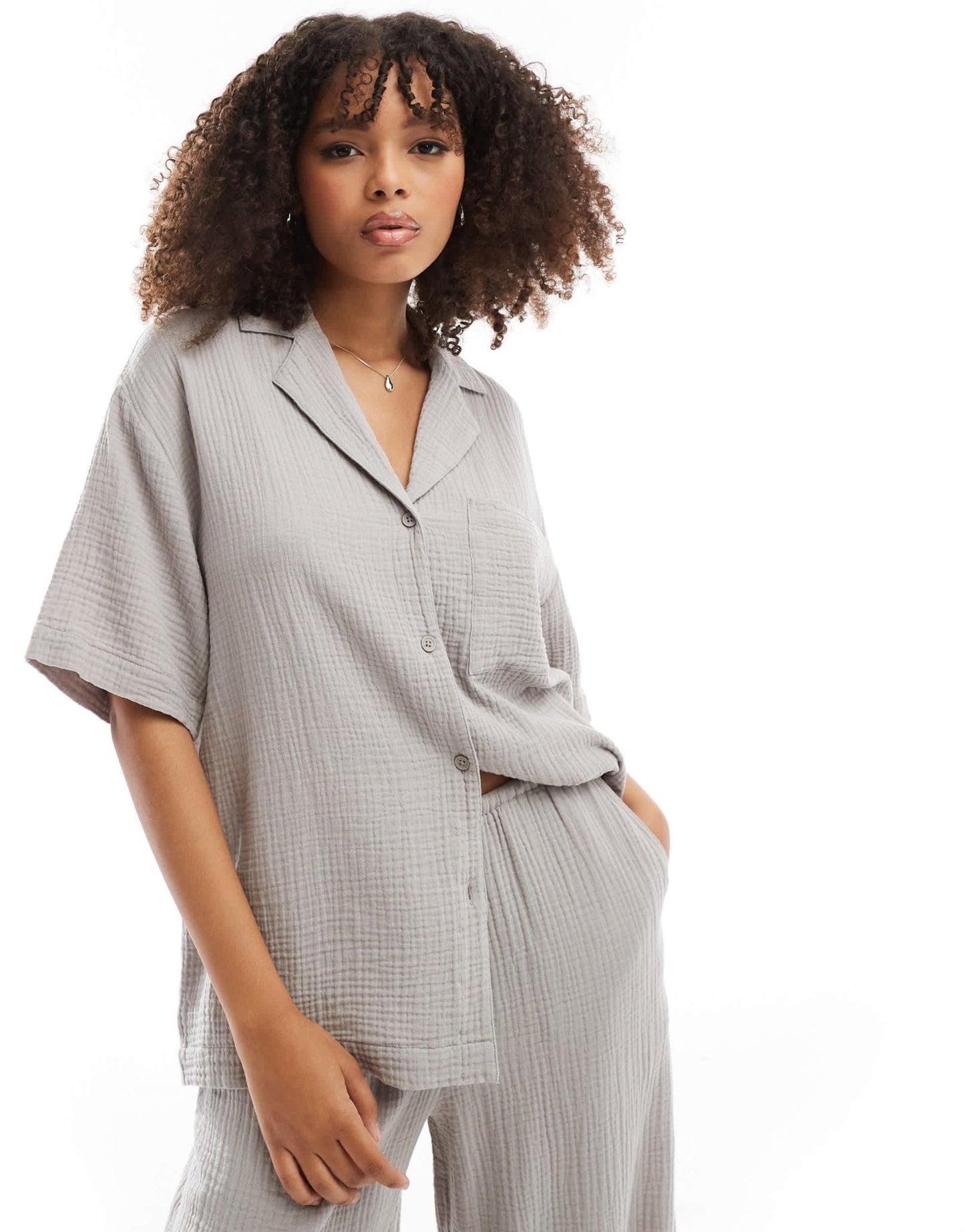 ASOS DESIGN cheesecloth shirt in grey - ASOS Sample Sale