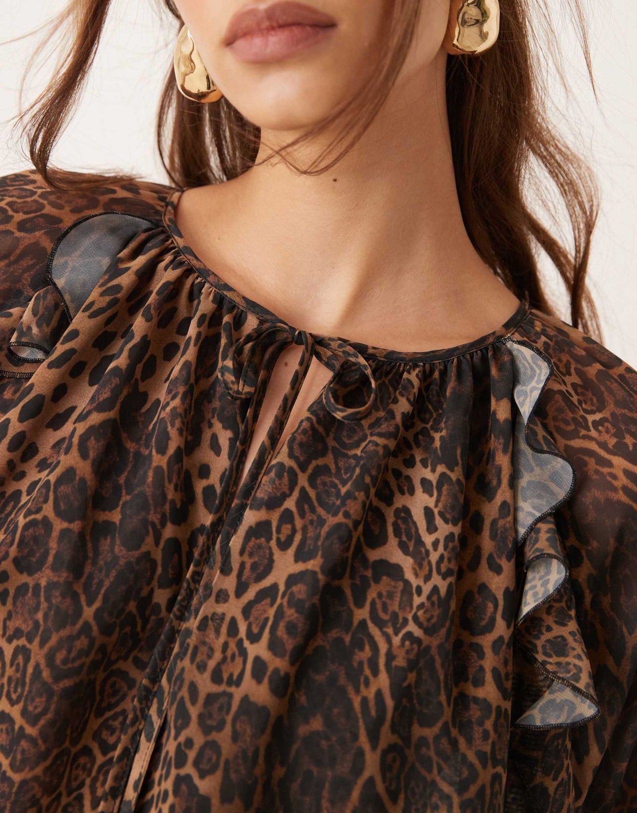 ASOS DESIGN chiffon angel sleeve mini dress in leopard print - ASOS Sample Sale