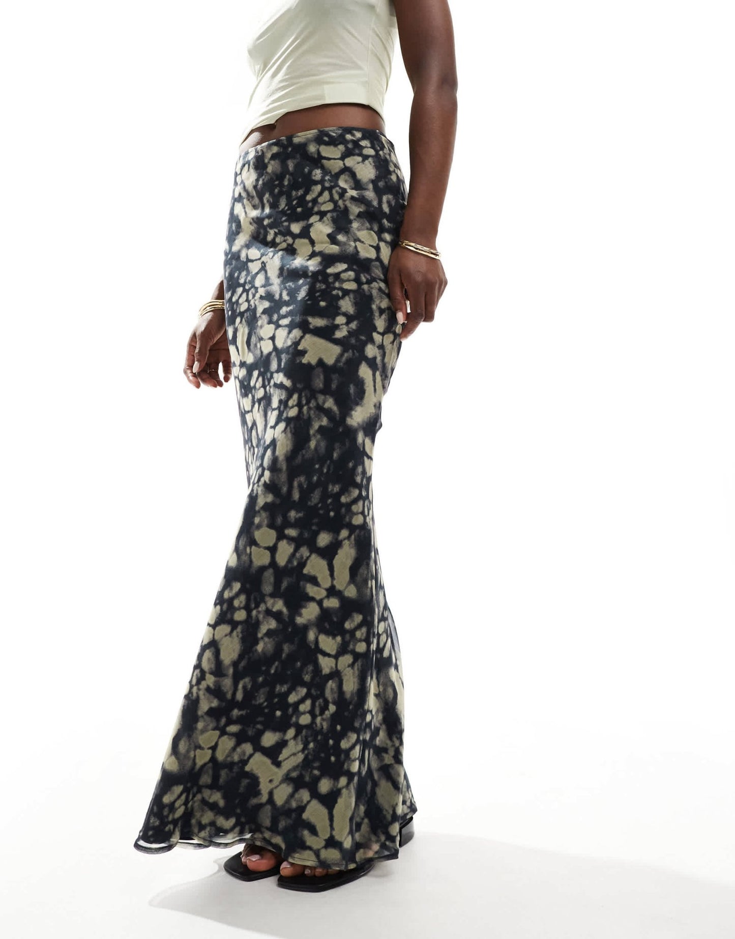 ASOS DESIGN chiffon bias maxi skirt in blurred abstract print - ASOS Sample Sale