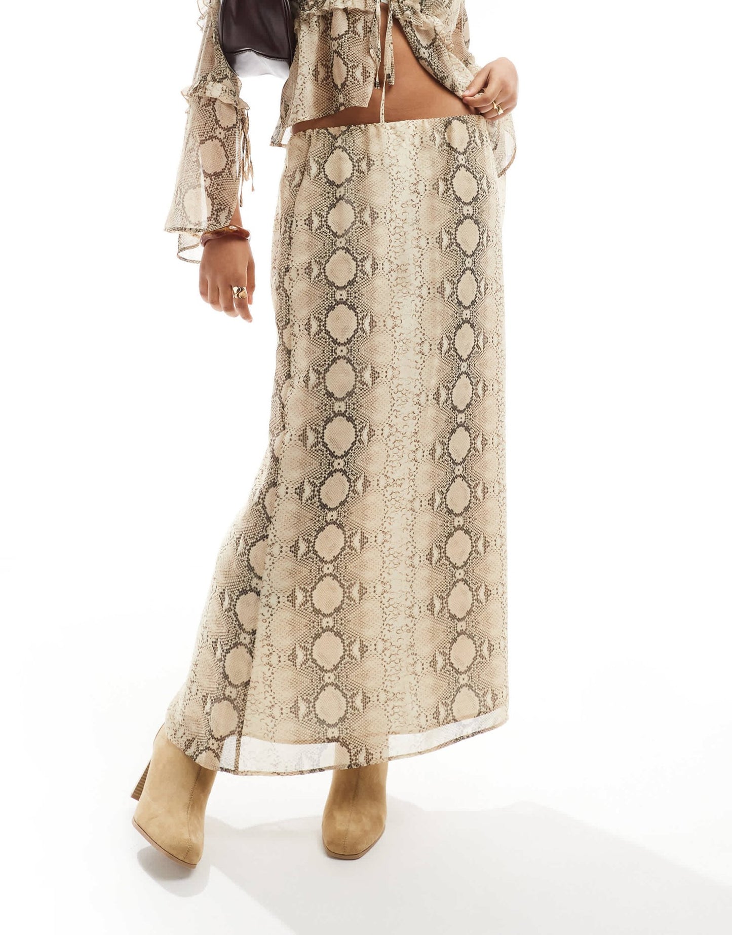 ASOS DESIGN chiffon bias maxi skirt in snake print - ASOS Sample Sale