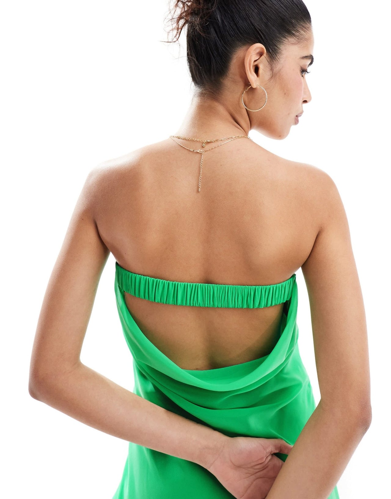 ASOS DESIGN chiffon cowl back bandeau mini sundress in bright green - ASOS Sample Sale
