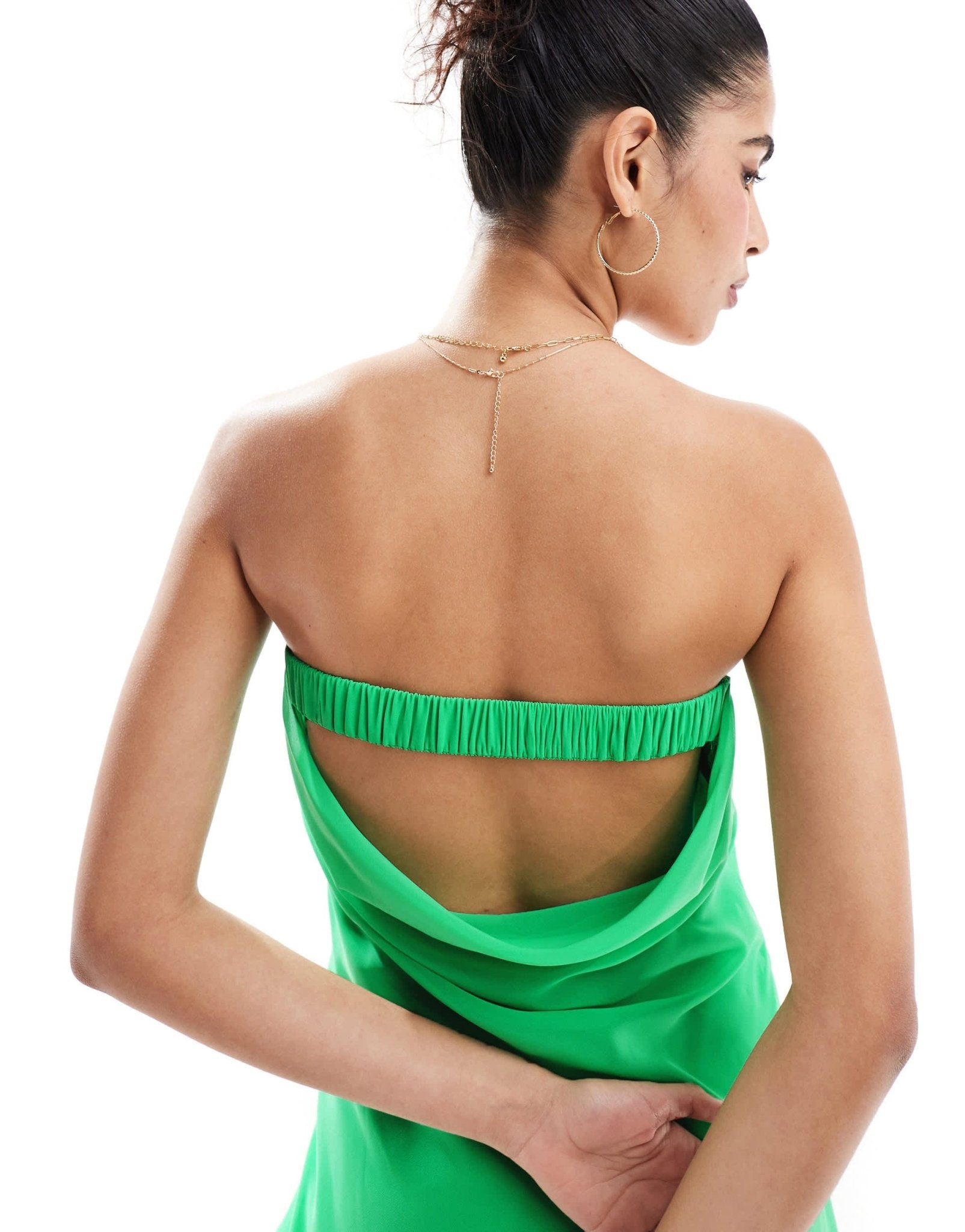 ASOS DESIGN chiffon cowl back bandeau mini sundress in bright green - ASOS Sample Sale