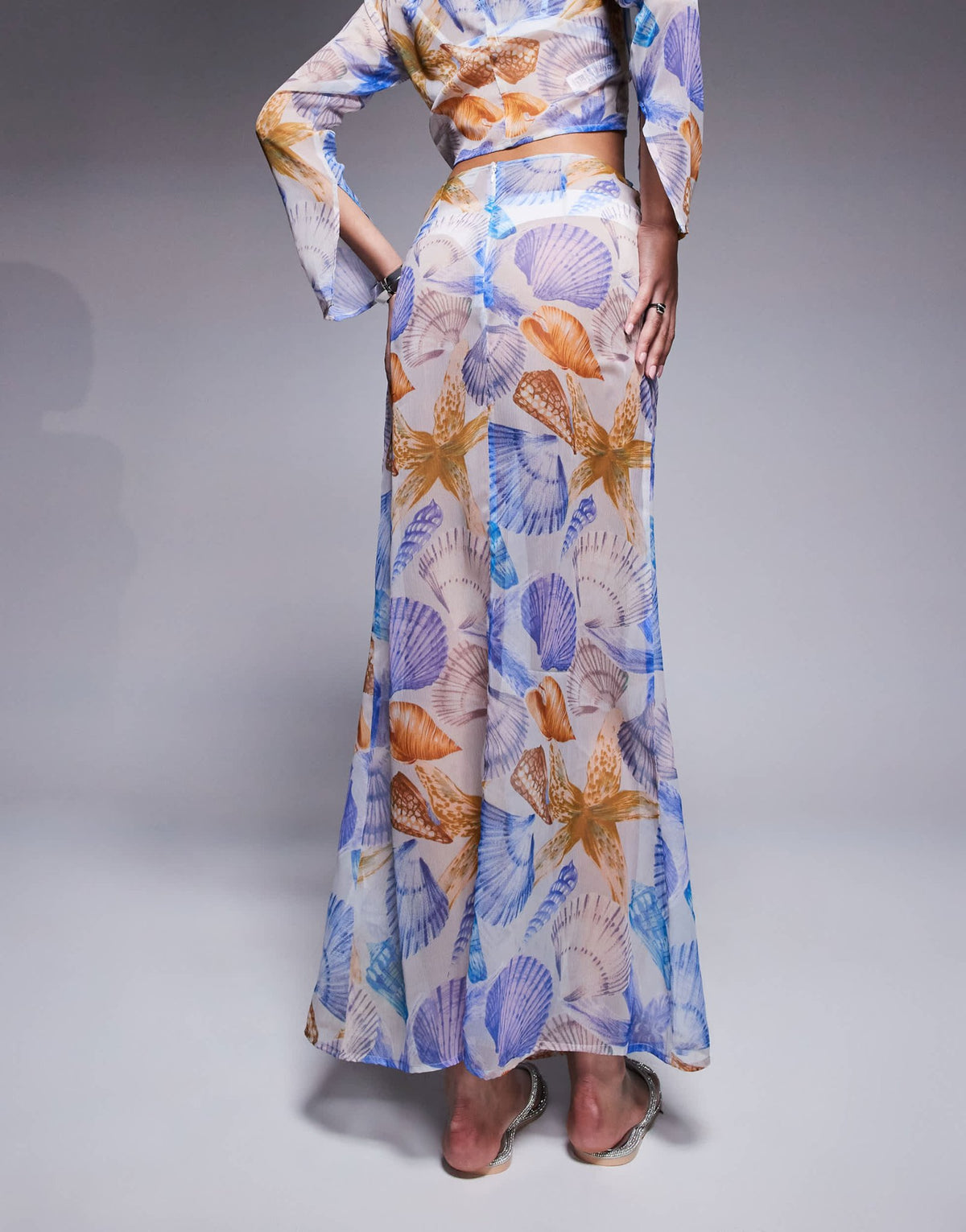 ASOS DESIGN chiffon maxi skirt co-ord in shell print - ASOS Sample Sale